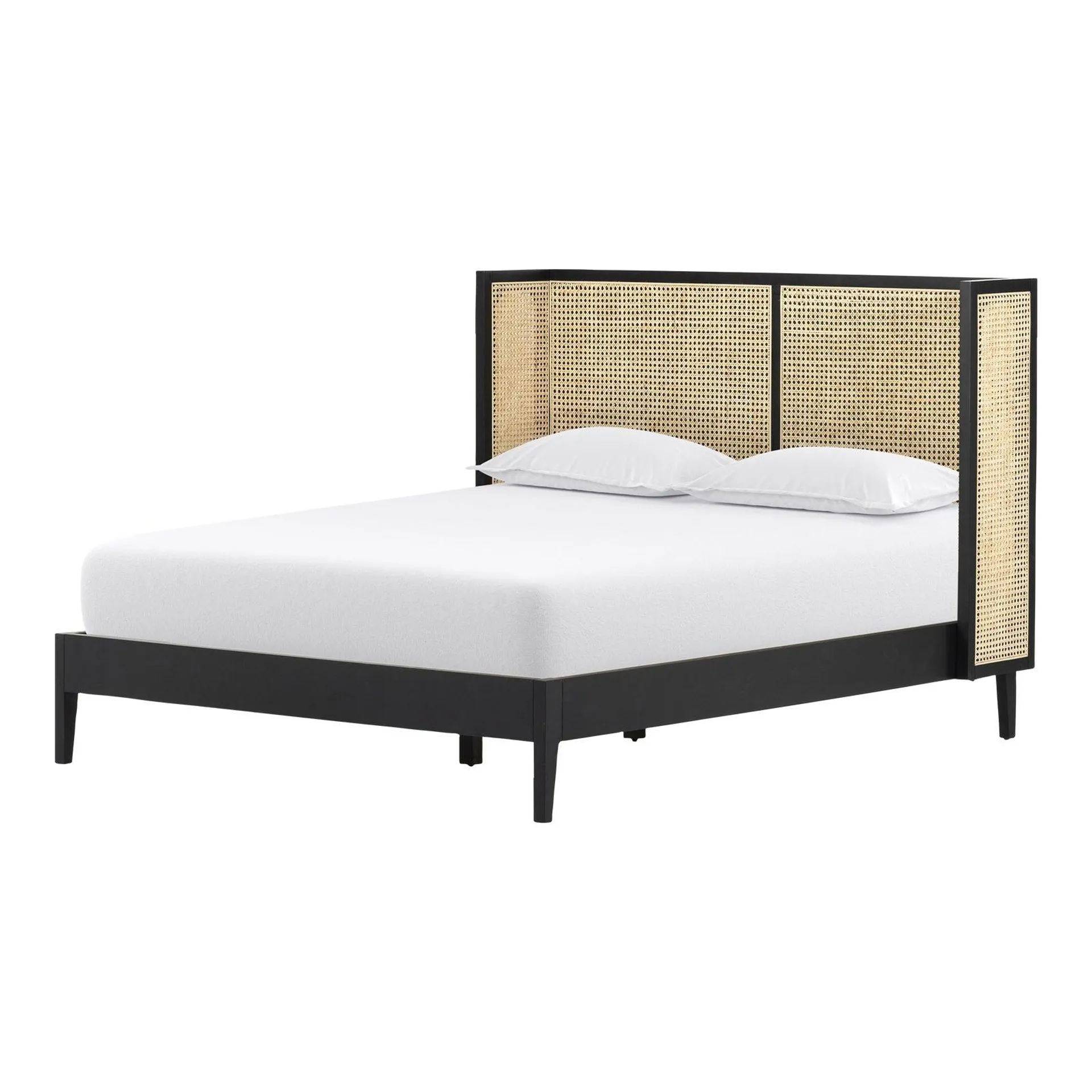 Four Hands Antonia Brushed Ebony and Natural Cane Bed, Queen