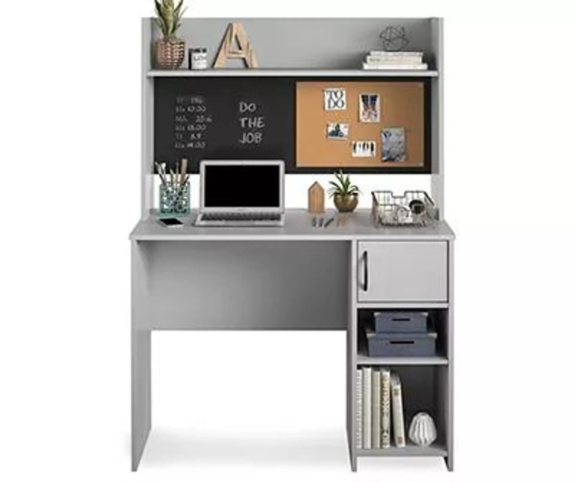 Dove Gray Student Desk with Hutch