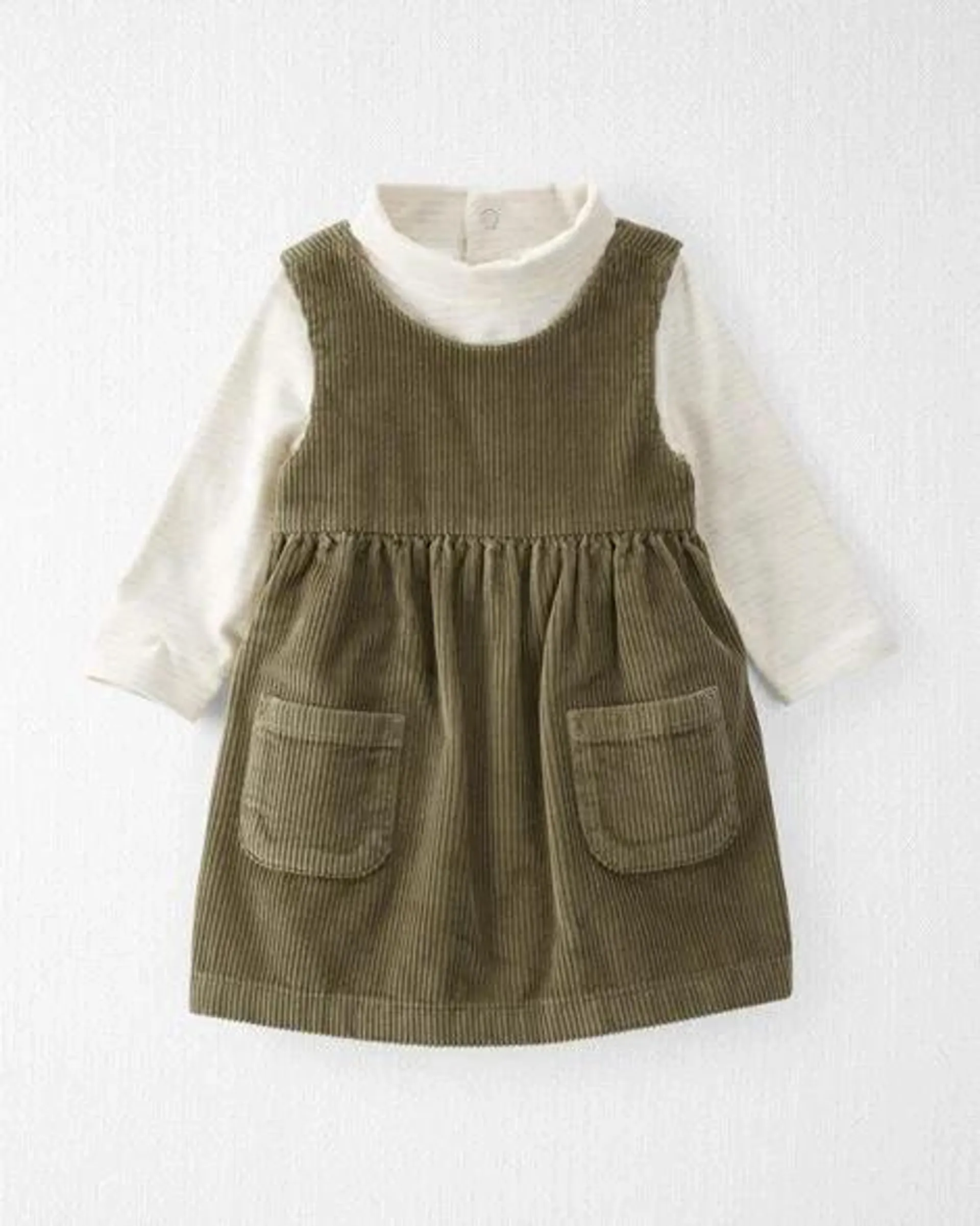 Baby Organic Cotton Corduroy Dress and Mock Neck Bodysuit Set