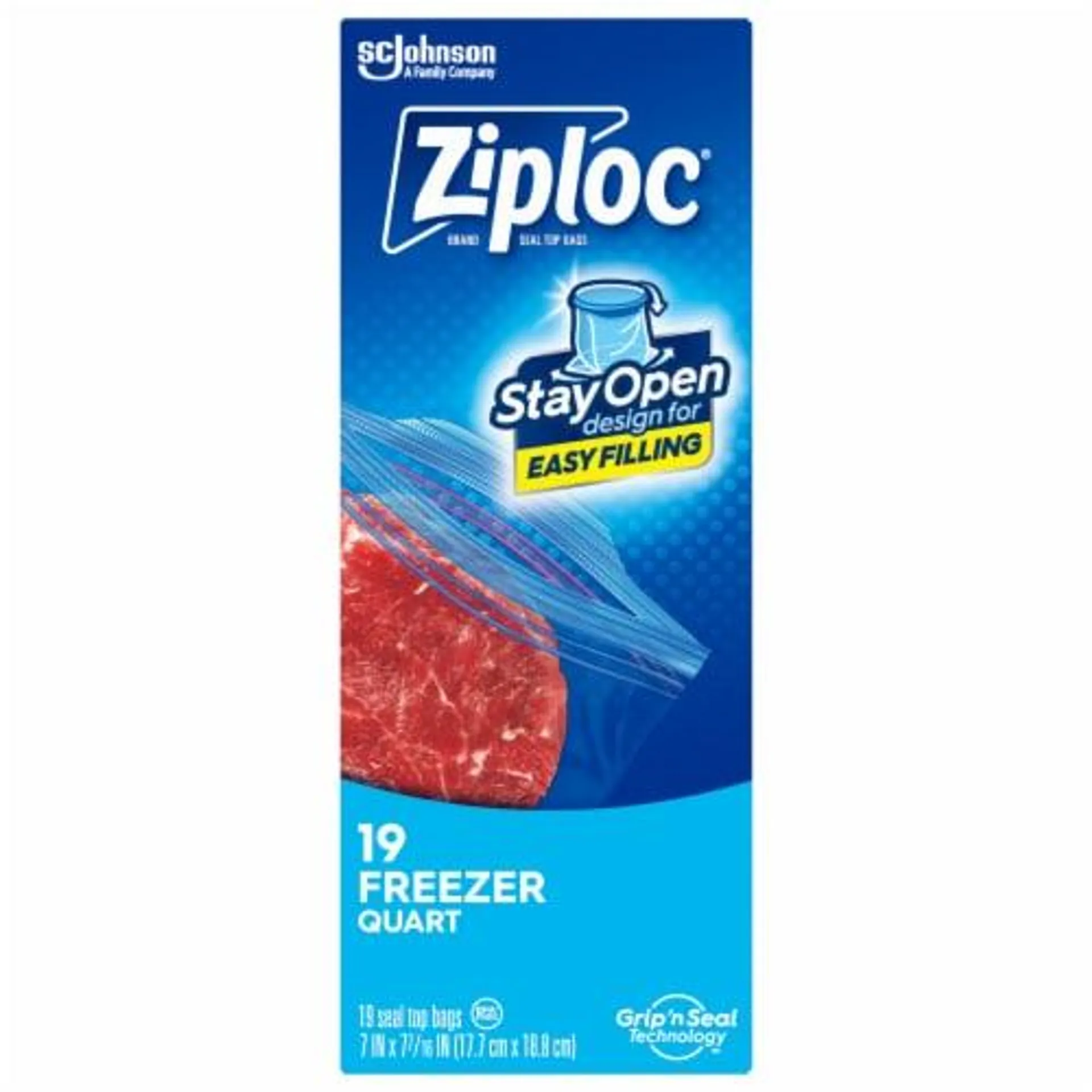 Ziploc® Brand Grip n Seal Technology™ Quart Freezer Bags