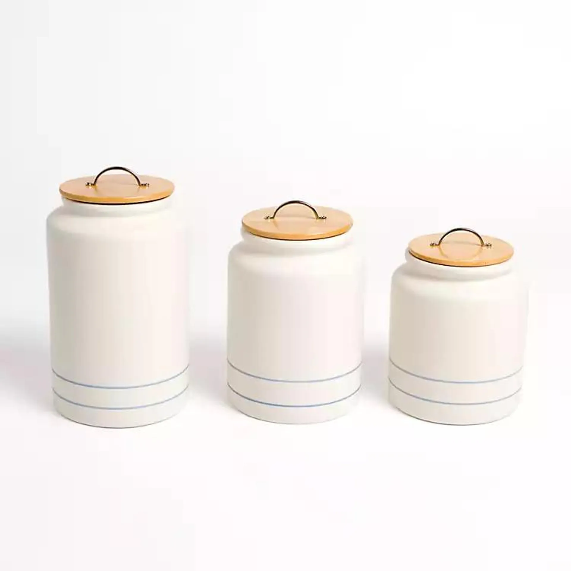 Blue Horizons Stoneware Canisters, Set of 3