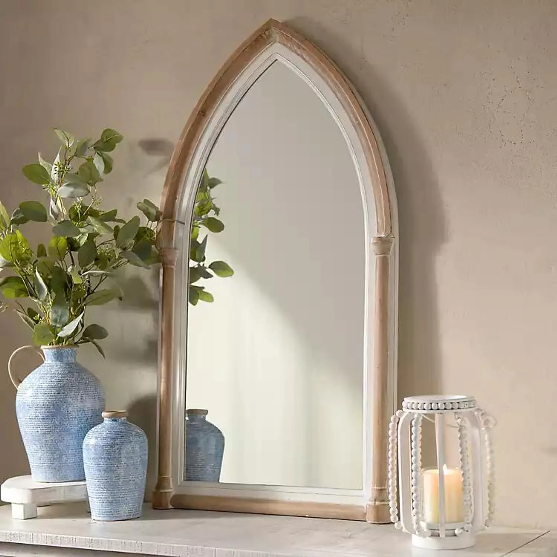 Natural Wood Arch Chandler Wall Mirror