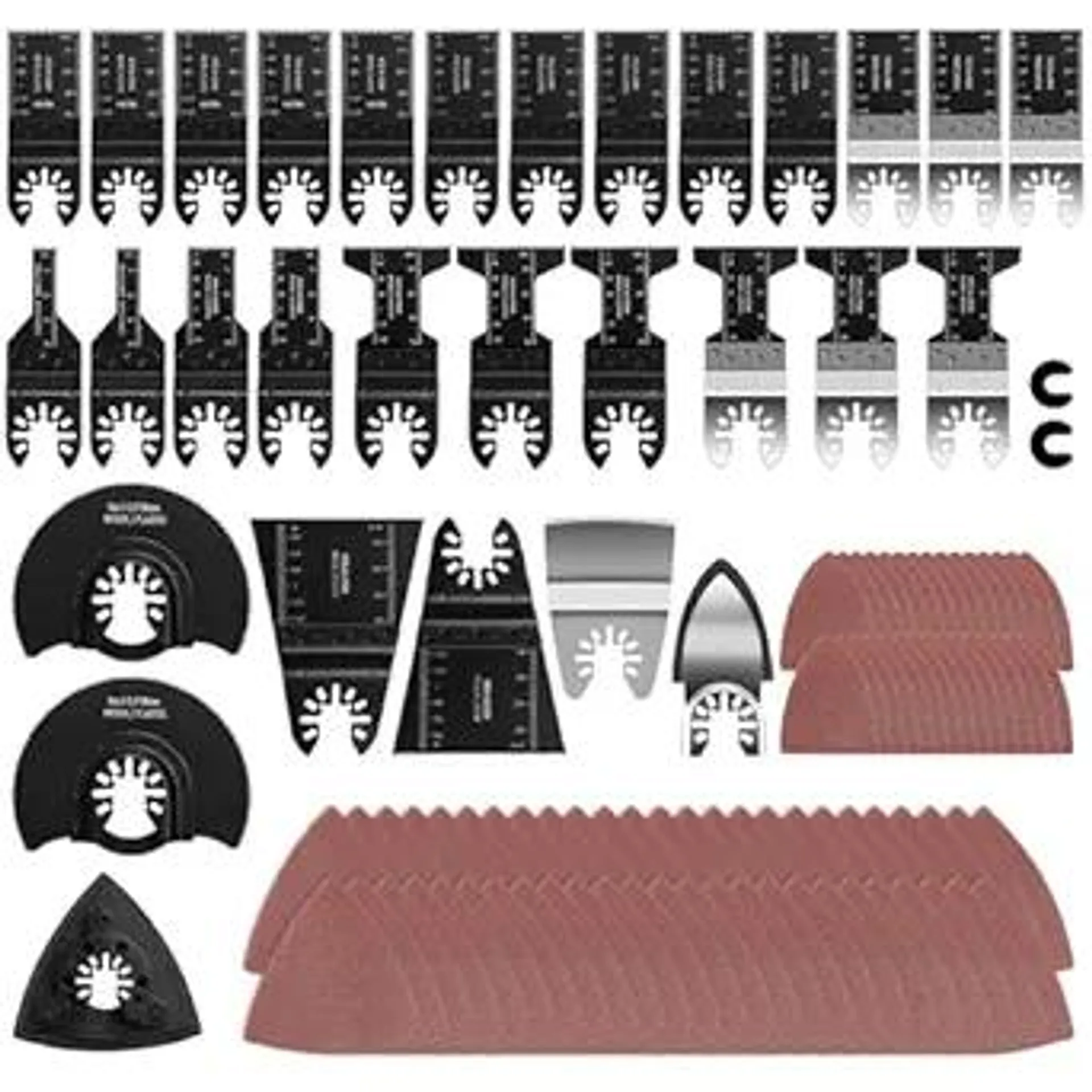 AVID POWER 112Pcs Oscillating Saw Blades Quick Release Oscillating Multitool Blades with Sandpapers Universal Oscillating Tool Accessories for Cutting Metal/Wood/Plastic, Compatible with Most Brands