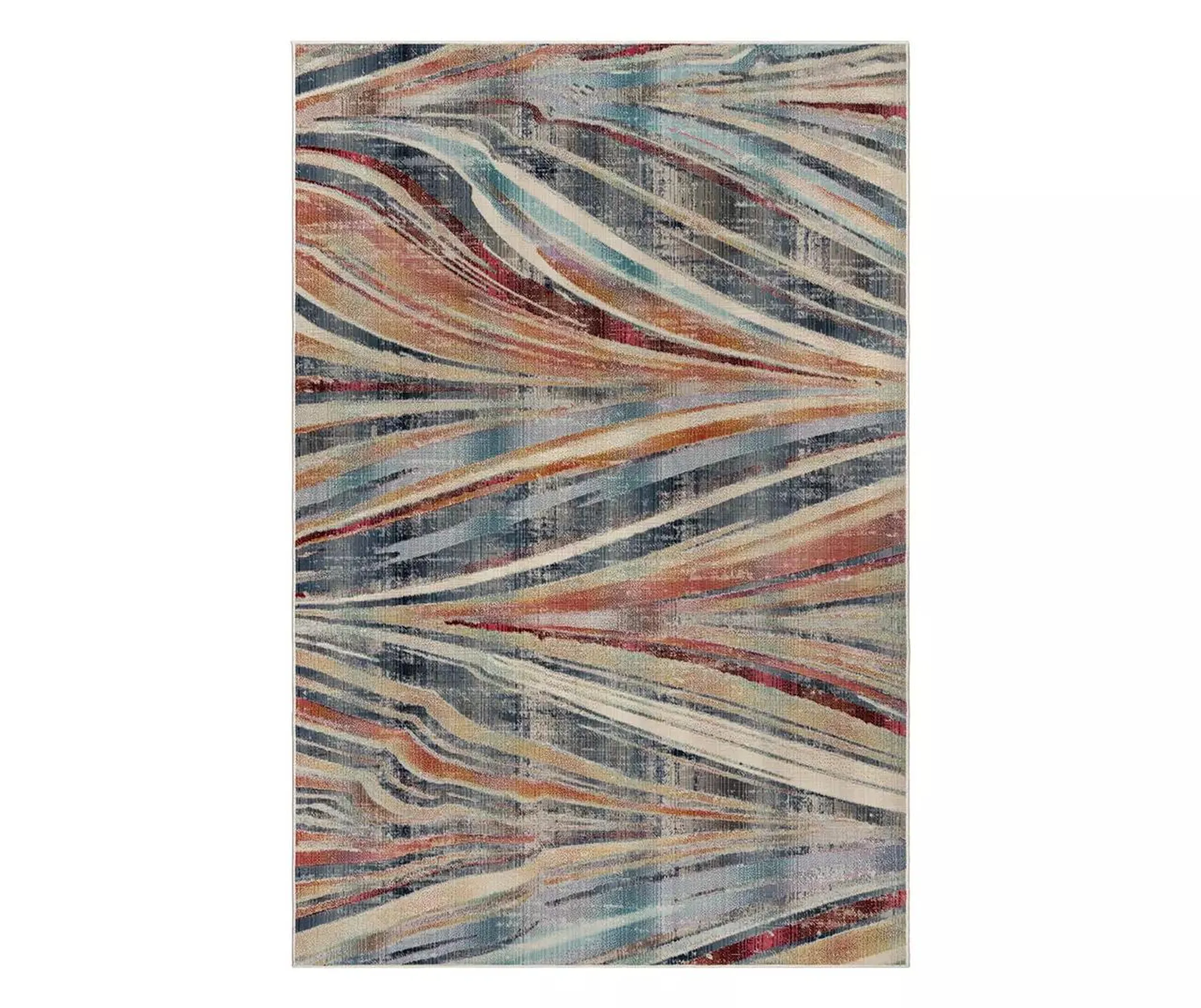 San Marino Blue & Rust Abstract Outdoor Area Rug, (8' x 10')