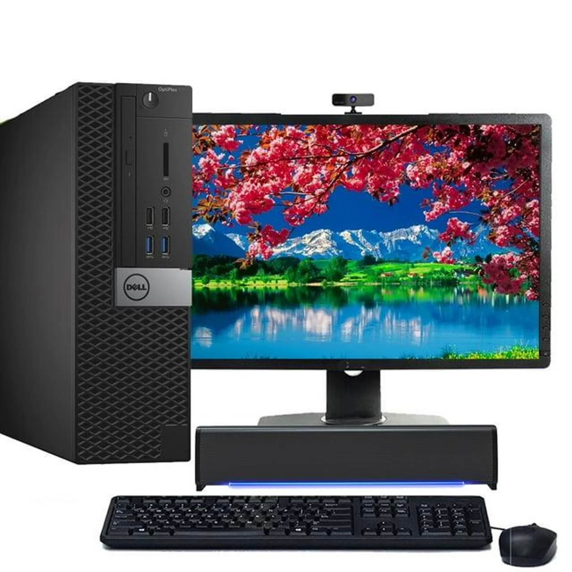 Restored Dell 5040 Windows 10 Desktop PC, Intel 3.7GHz Processor, 16GB RAM, 1TB HDD, Webcam, Wi-Fi. Sound Bar with a 22" LCD and Wireless Keyboard and Mouse (Refurbished)