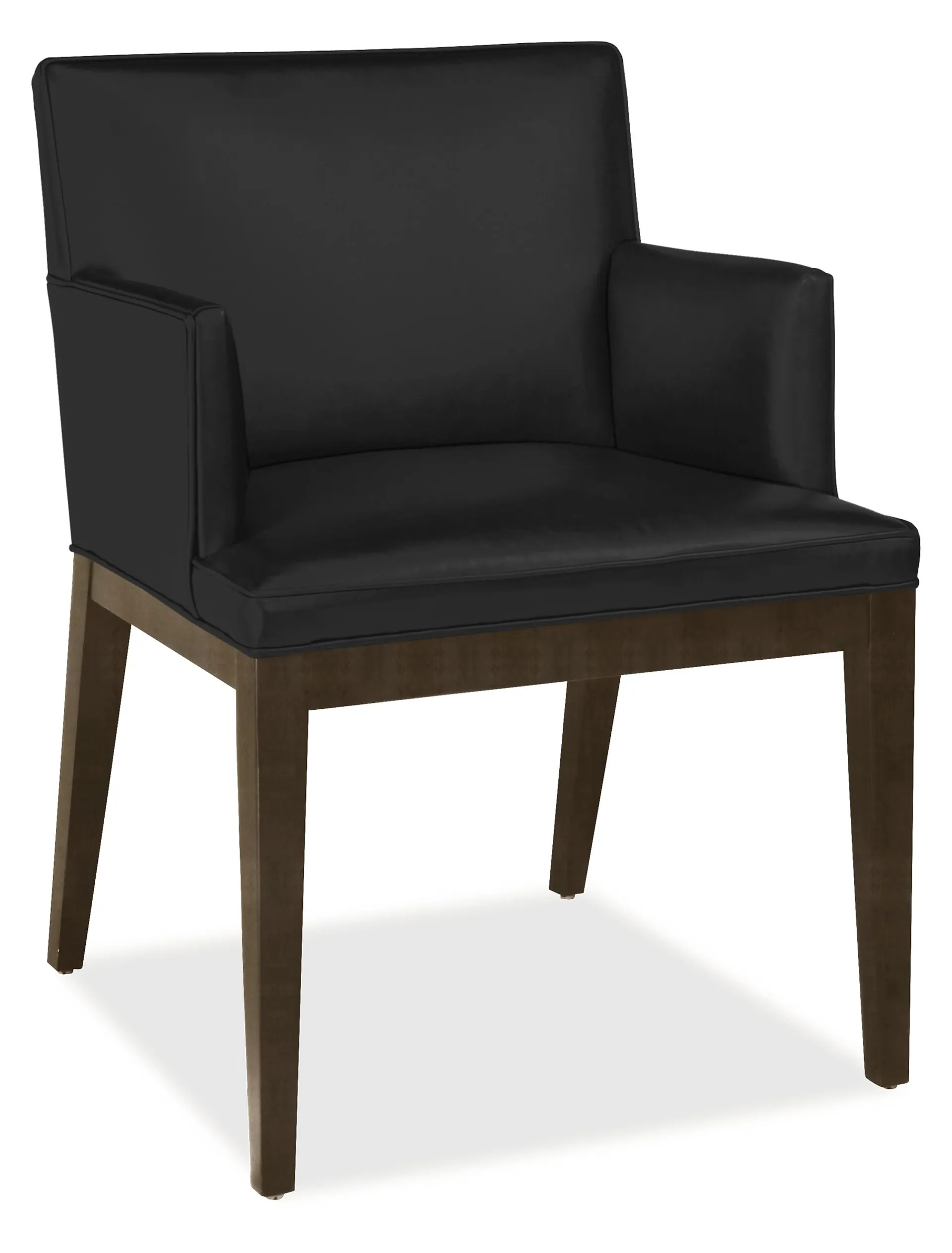 Ansel Arm Chair in Urbino Black Leather with Charcoal Legs