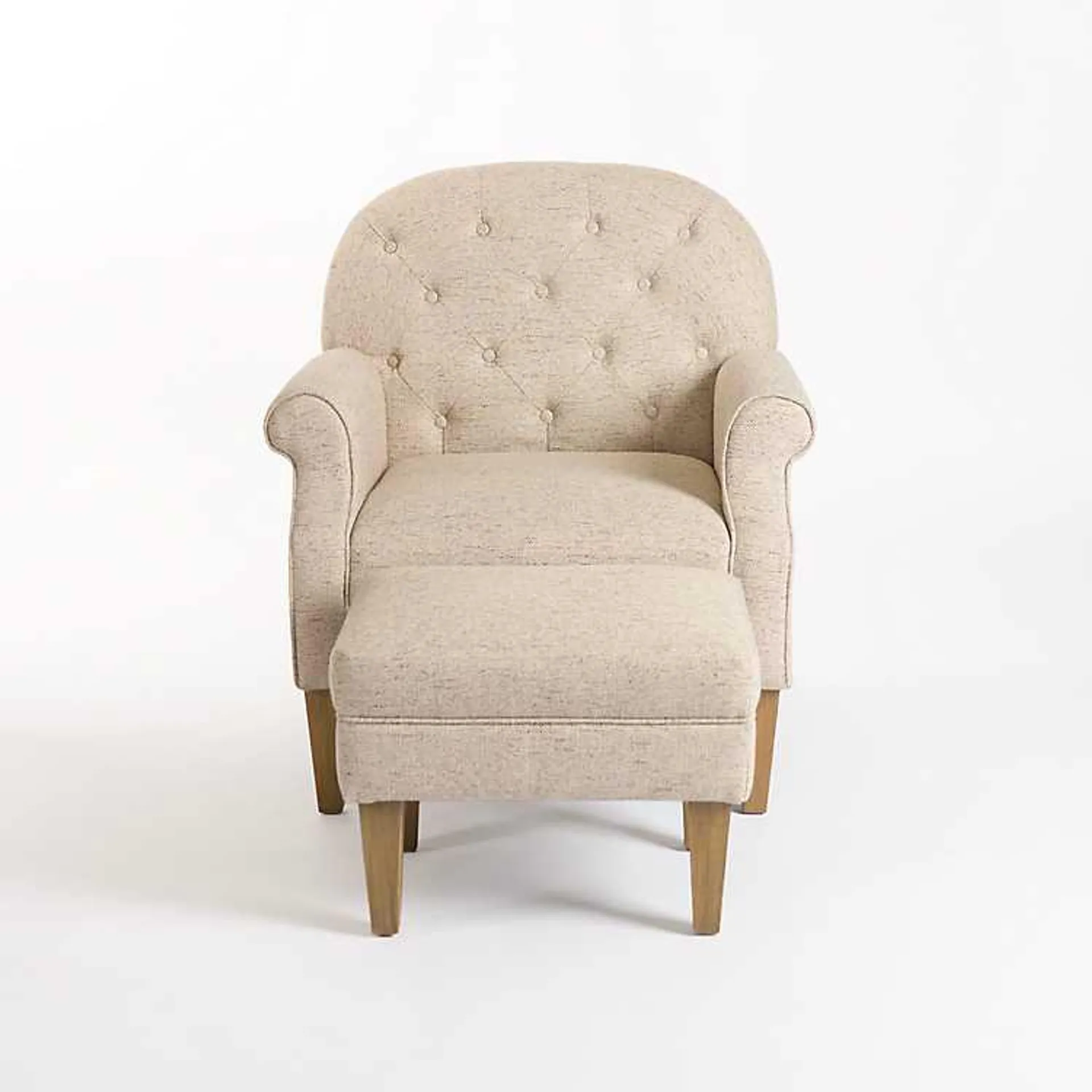 Wheat Tufted Chair & Ottoman Set