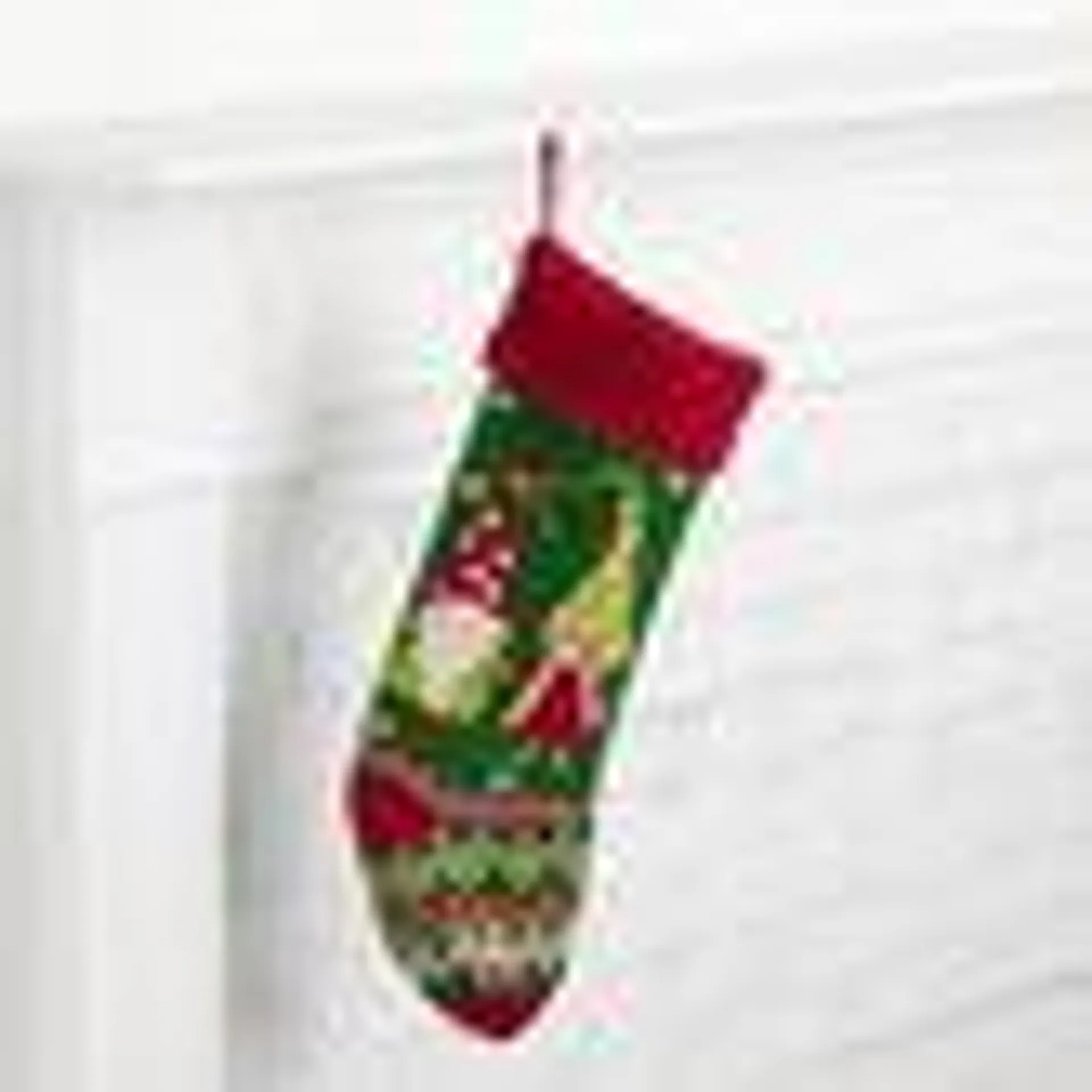 Red and Green Knit Love Gnomes Christmas Stocking