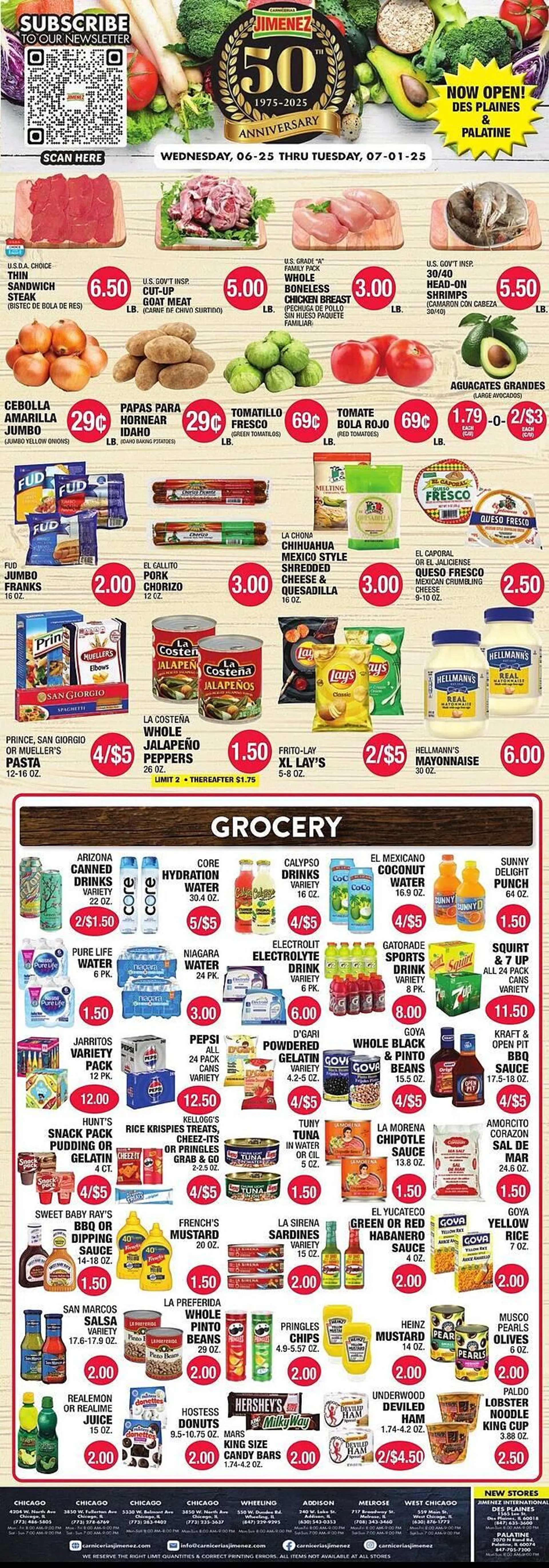 Weekly ad Carnicerias Jimenez Weekly Ad from June 25 to July 1 2025 - Page 1