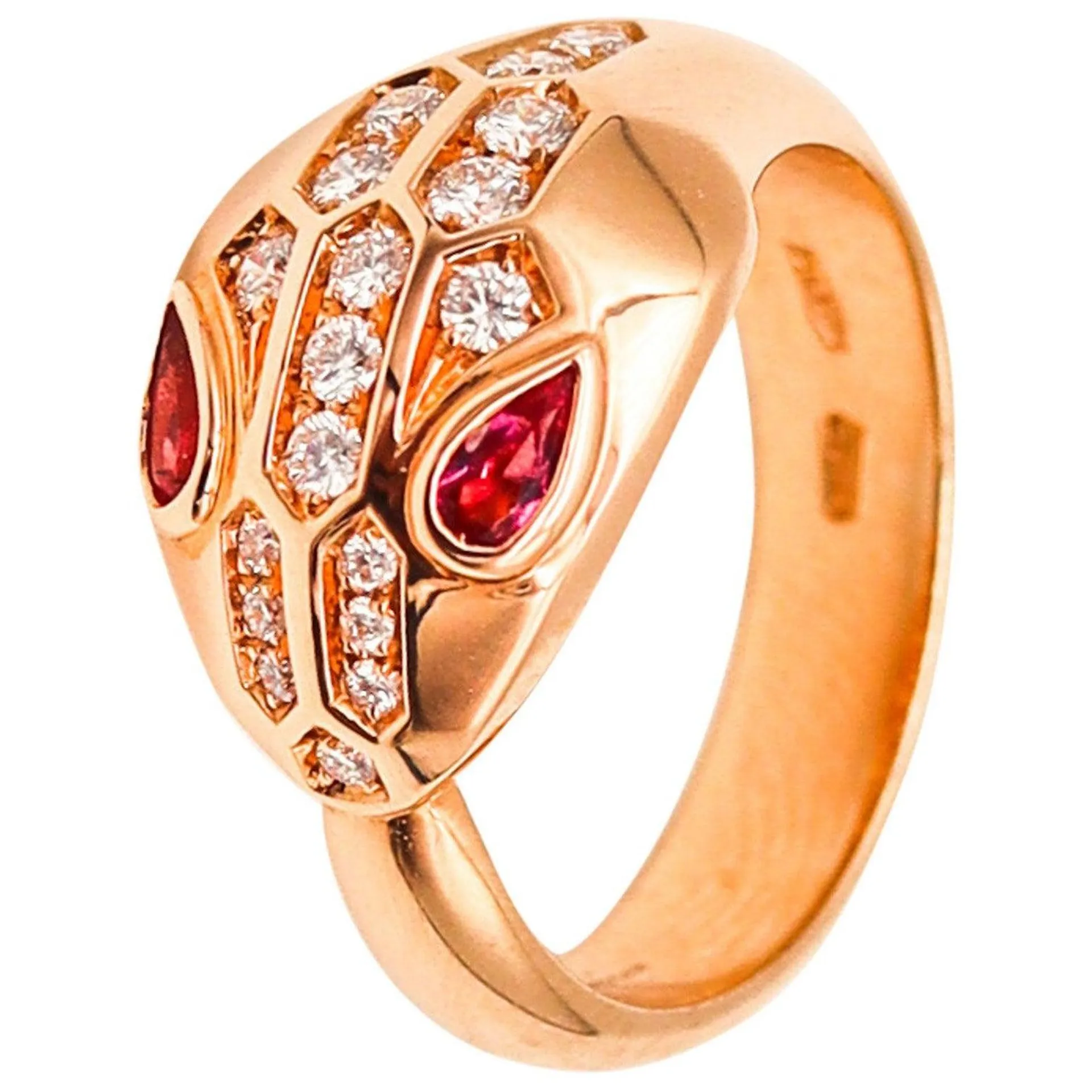 BVLGARI Roma Serpenti Cocktail Ring In 18Kt Rose Gold With Diamonds