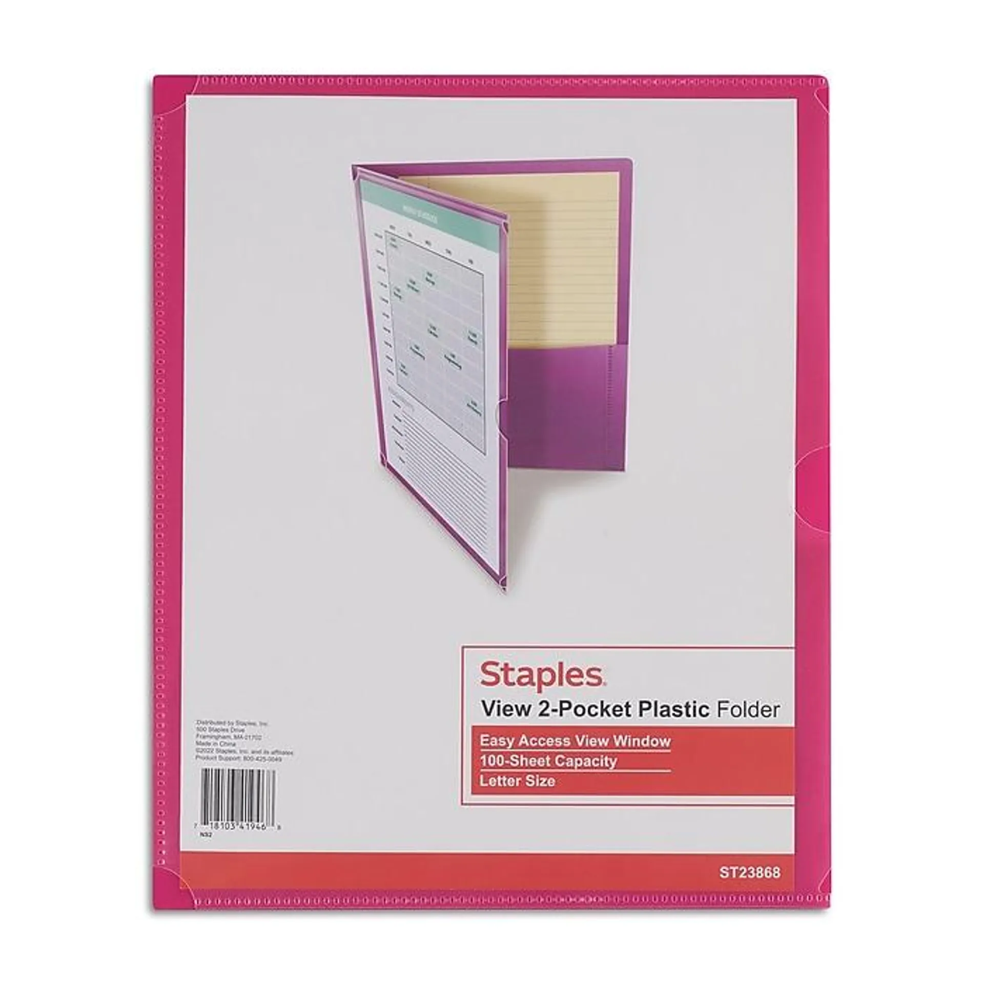 Staples Poly 2-Pocket View Folder,