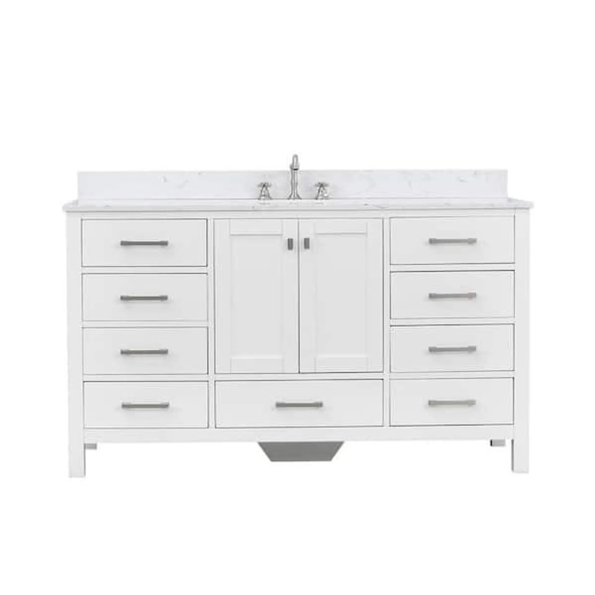 Enliven 60 in. Single Sink Freestanding White Bath Vanity with White Engineered Stone Top