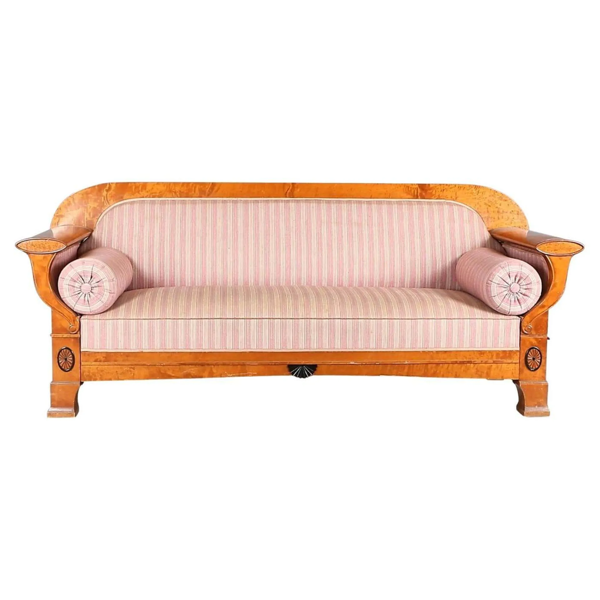 Swedish Biedermeier Sofa Empire Couch Honey Color, 4-5 Seat, 19th/20th Century A