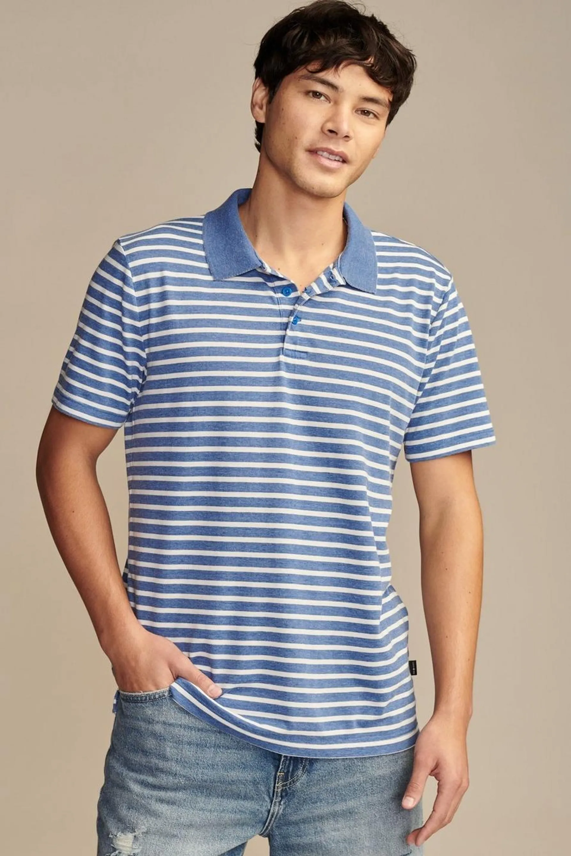 VENICE BURNOUT SHORT SLEEVE FLAT KNIT POLO