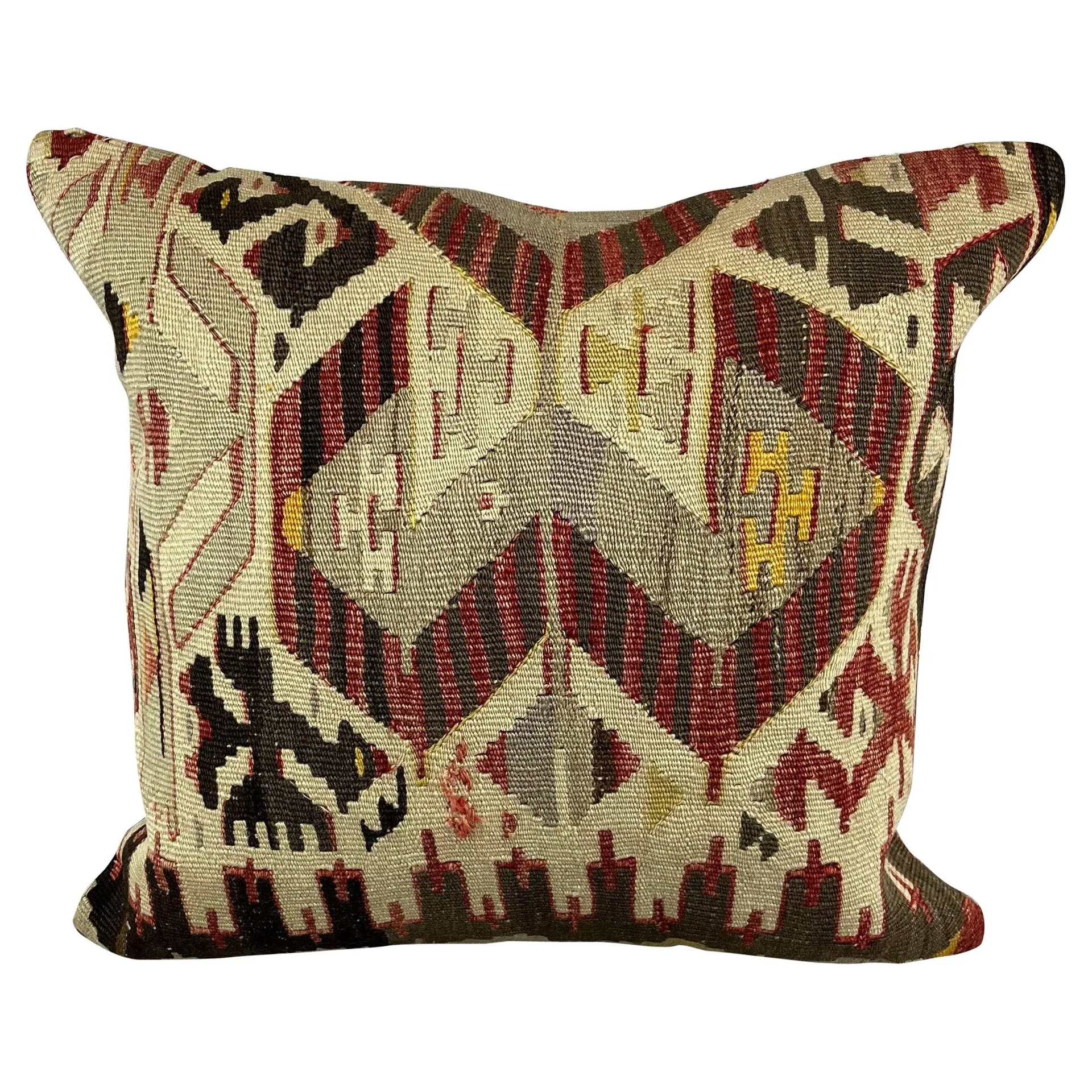 20 x 20 Kilim Pillow Turkish Cushion Natural Brown Pillow Cushion Cover #6822