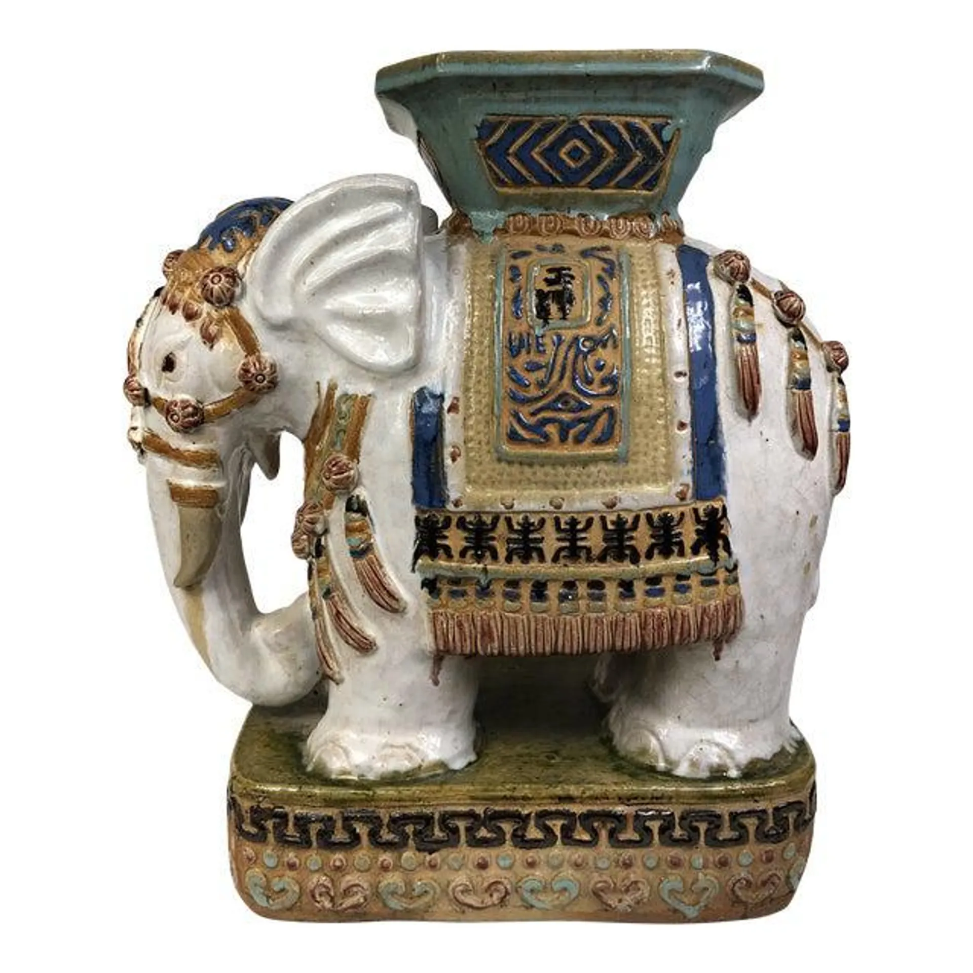 Mid 20th Century Vintage Ceramic Elephant Side Table
