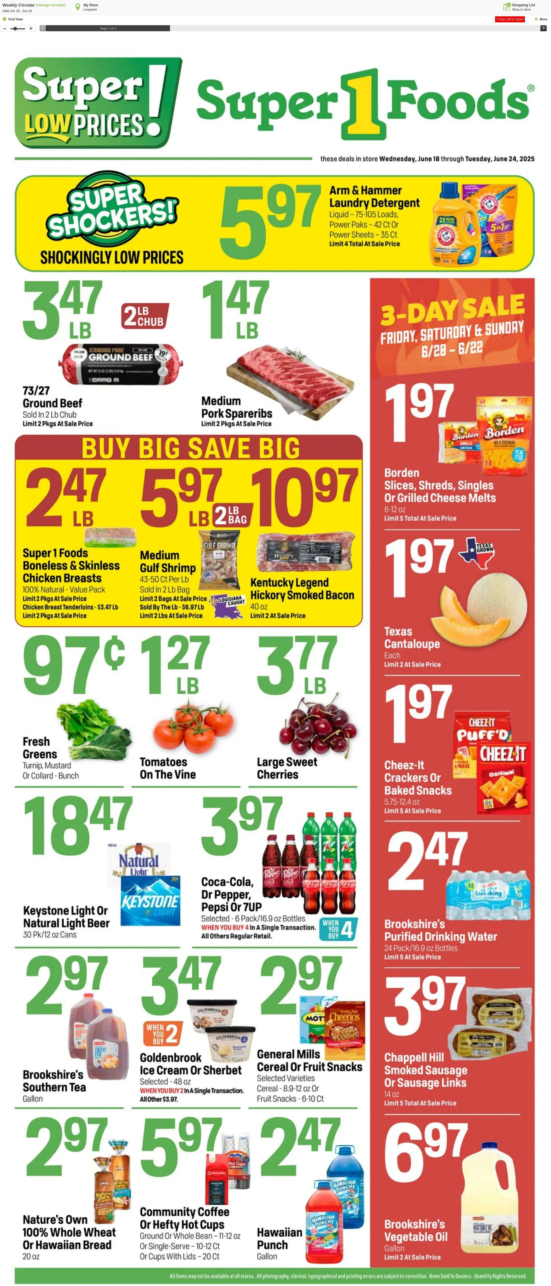 Weekly ad Super1Foods from June 25 to July 1 2025 - Page 1