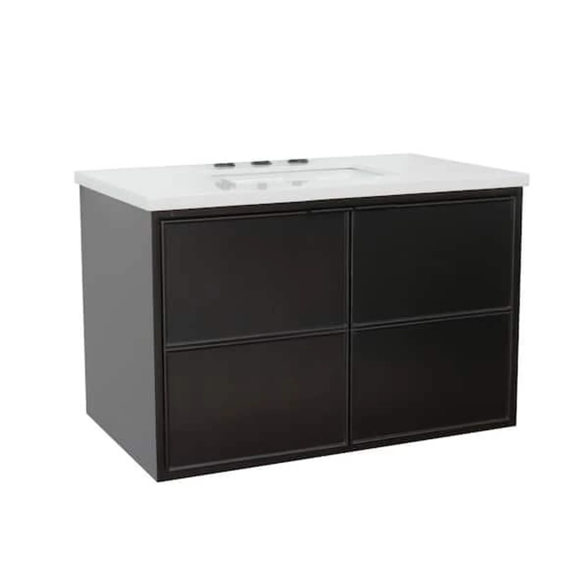 Scandi IV 37 in. W x 22 in. D Wall Mount Bath Vanity in Cappuccino w/ White Engineered Stone Top White Rectangle Basin