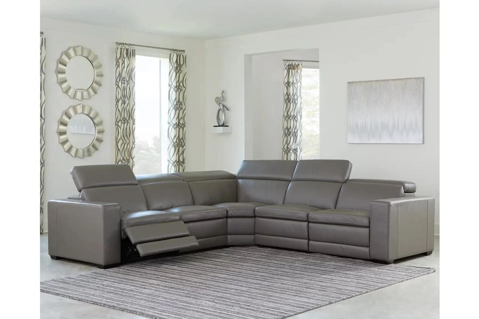 Texline 5-Piece Dual Power Leather Reclining Modular Sectional