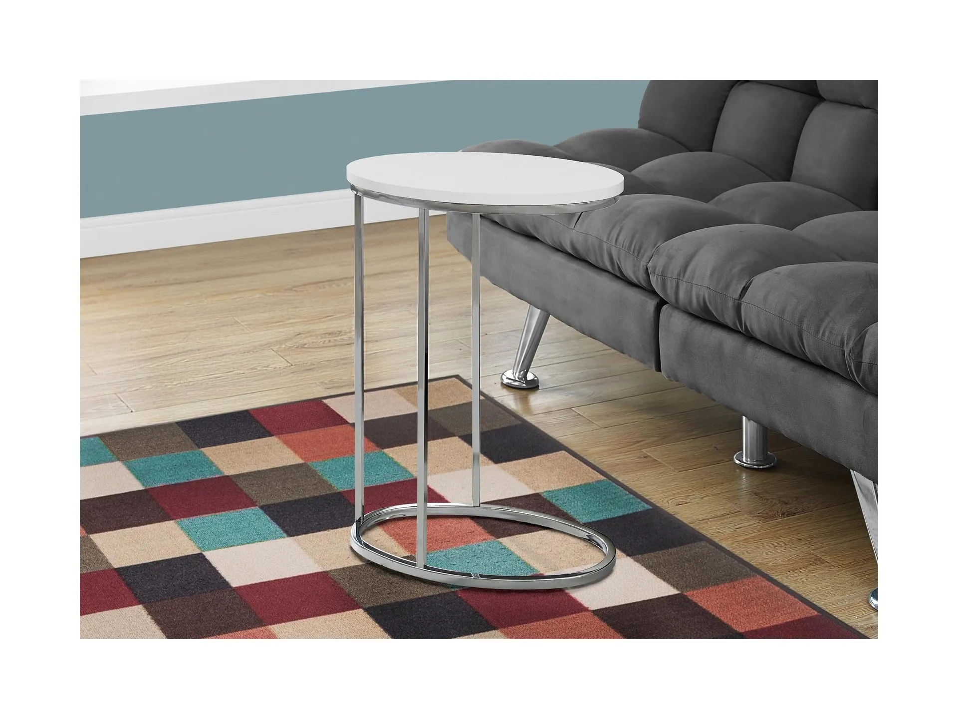 Monarch Specialties Contemporary Oval Top C-Shape Accent Table