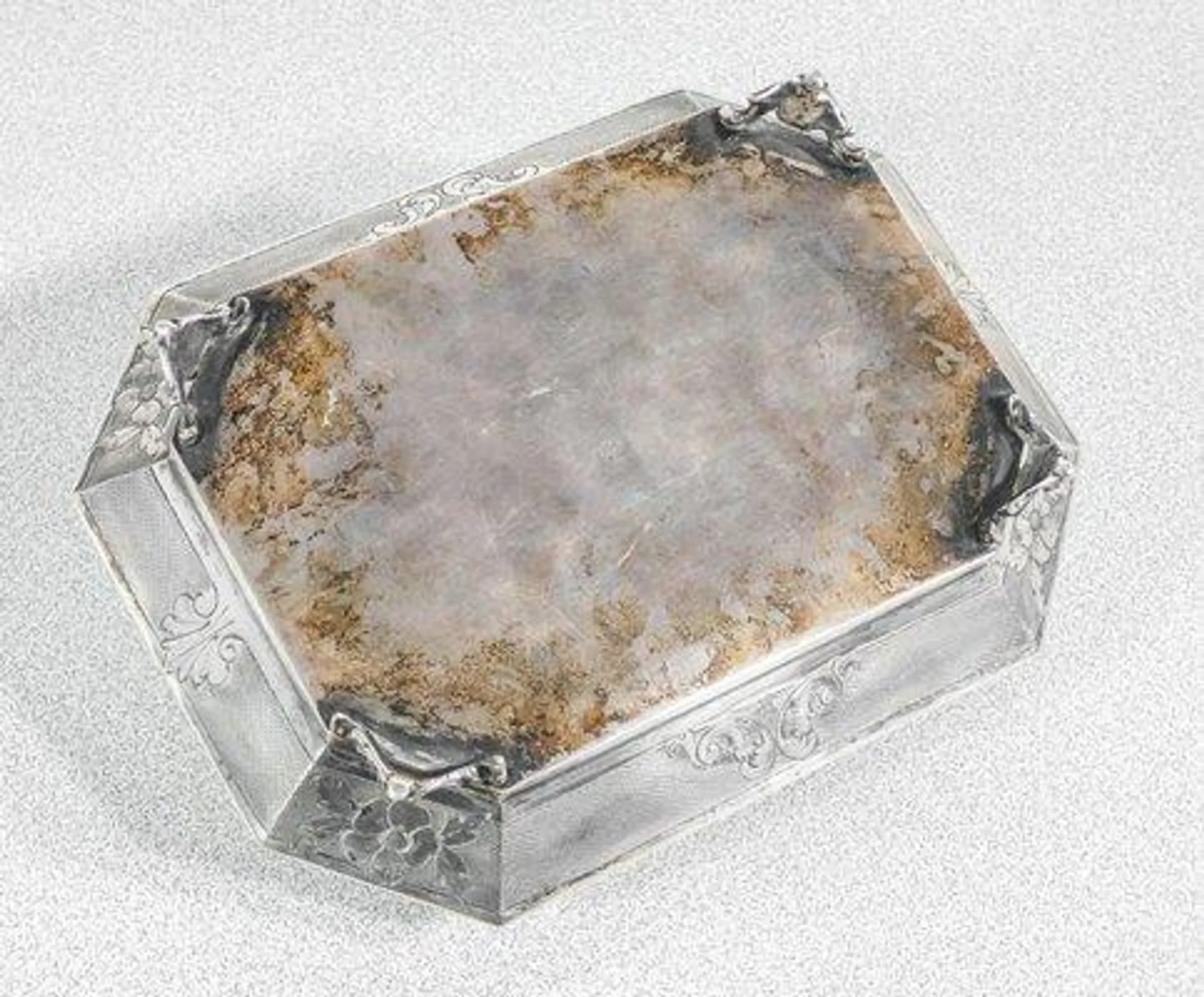 Silver Jewelry Box with Hard Stone, 1930s