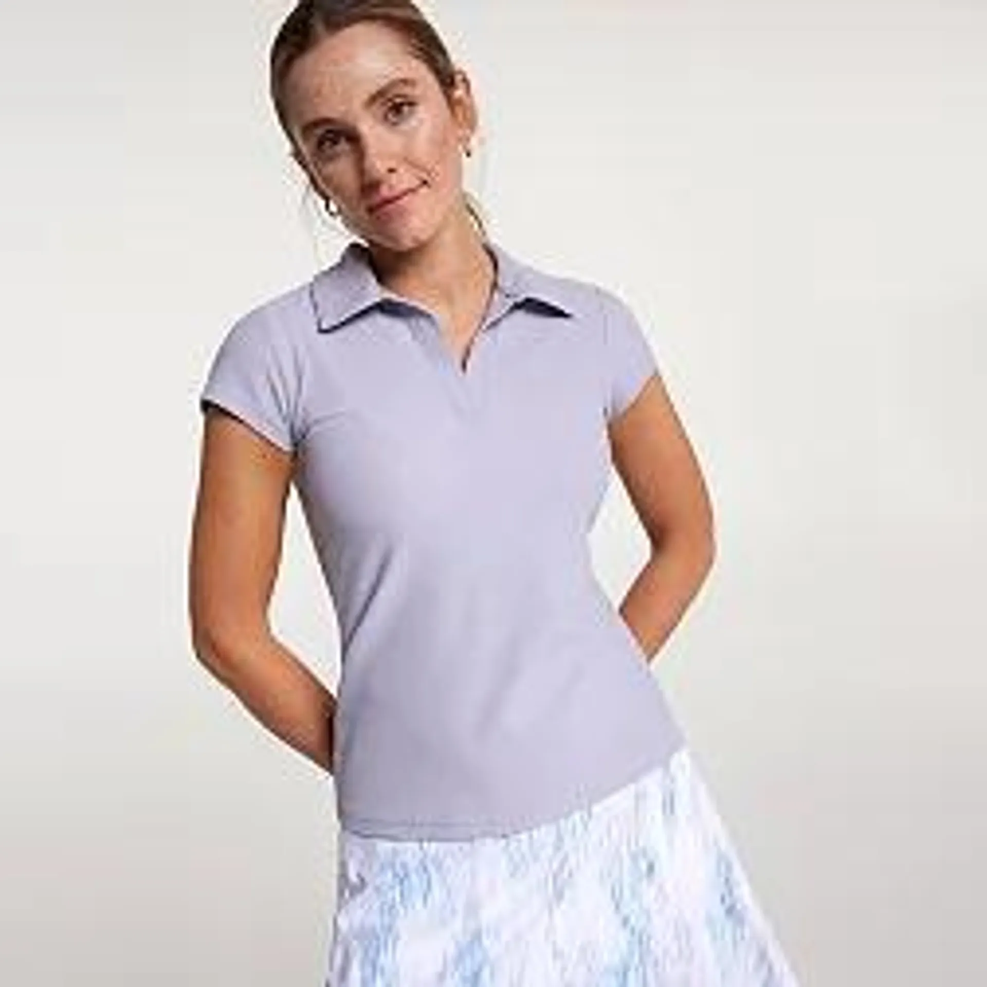 CALIA Women's Ribbed Johnny Collar Golf Polo