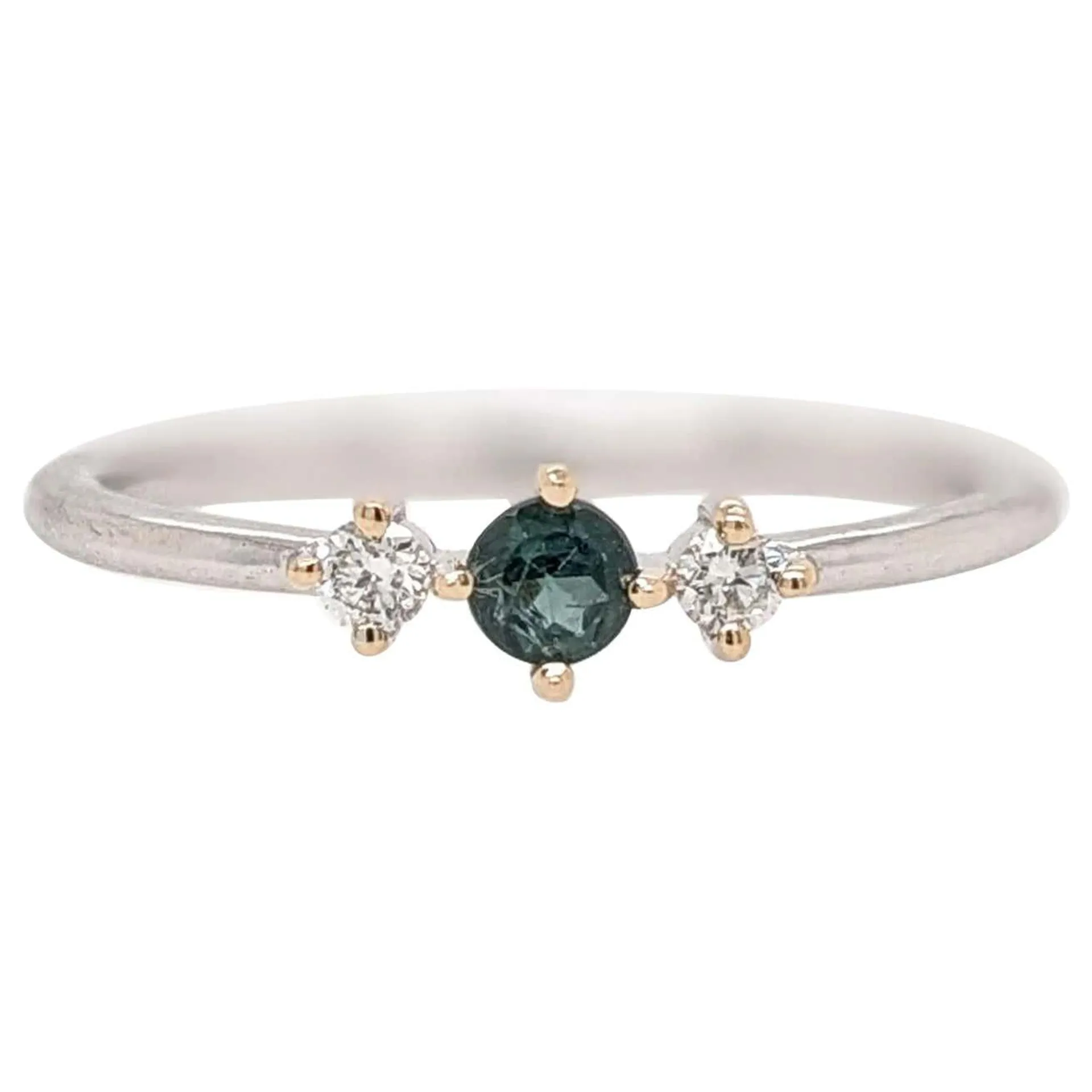 Natural Alexandrite Ring w Earth Mined Diamonds in Solid 14K White Gold