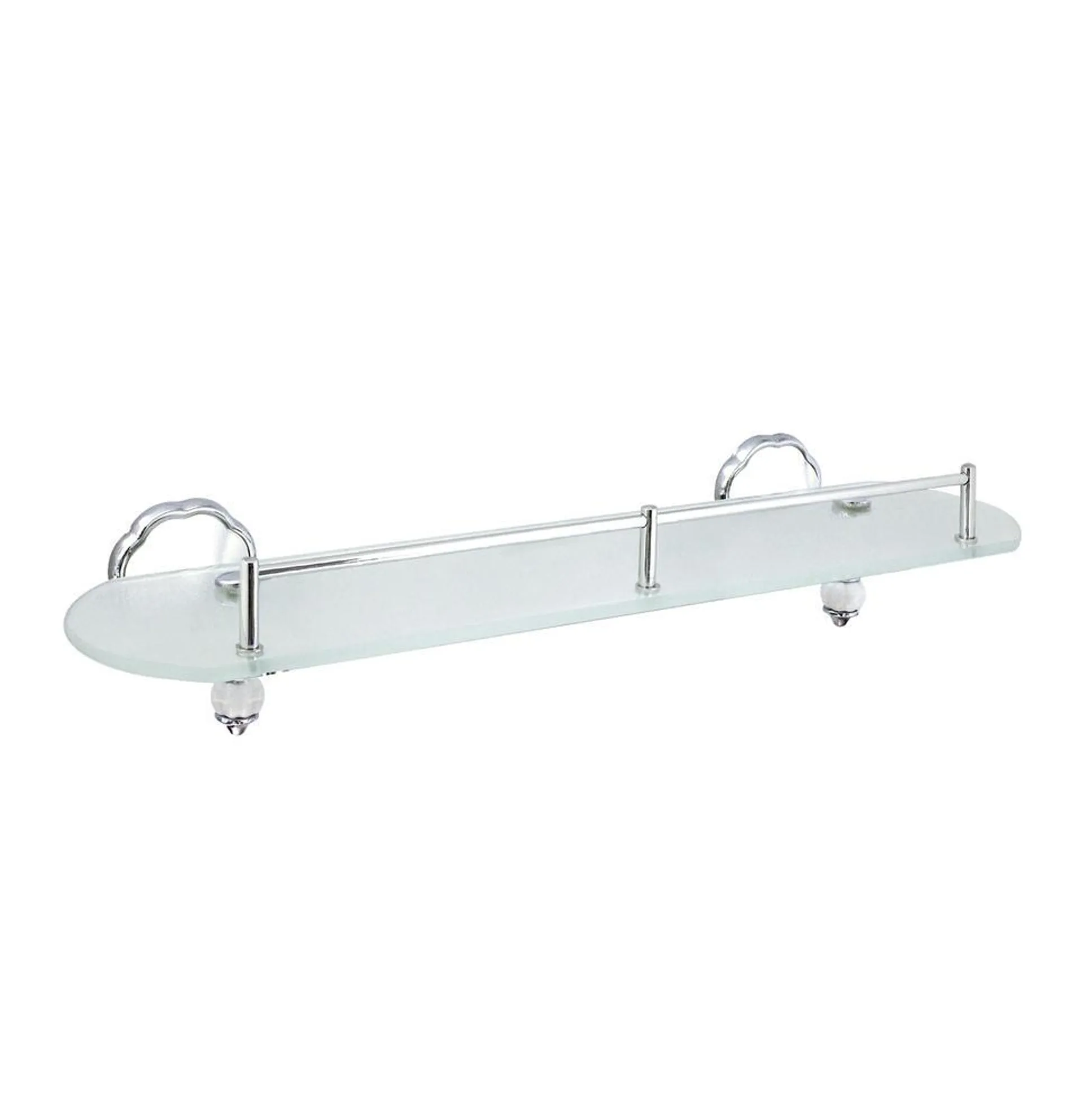 Modona 20"W x 6-1/2"D Flora White Procelain and Chrome Glass Wall Shelf