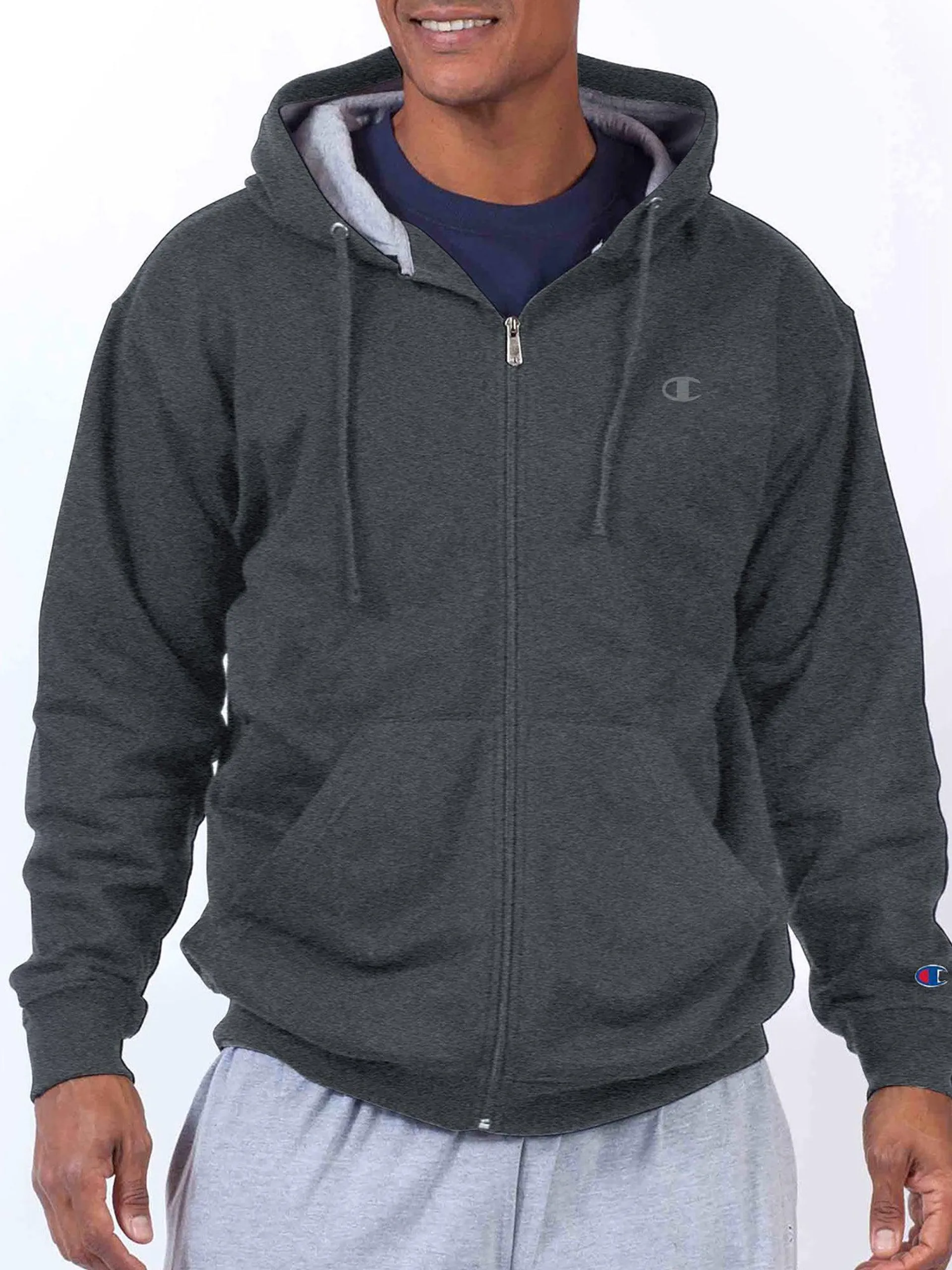Champion Big And Tall Men's Powerblend Fleece Full Zipper Hoodie Sweatshirt