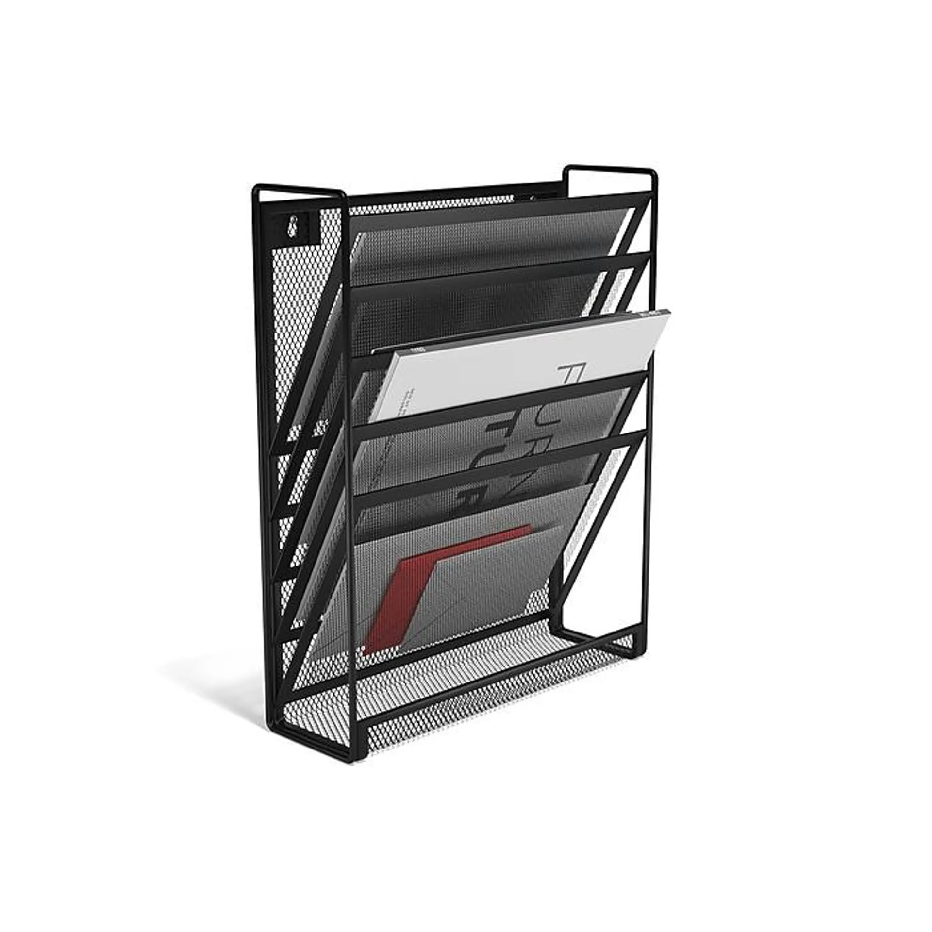 TRU RED™ 5-Pocket Metal Mesh Mountable Wall File,