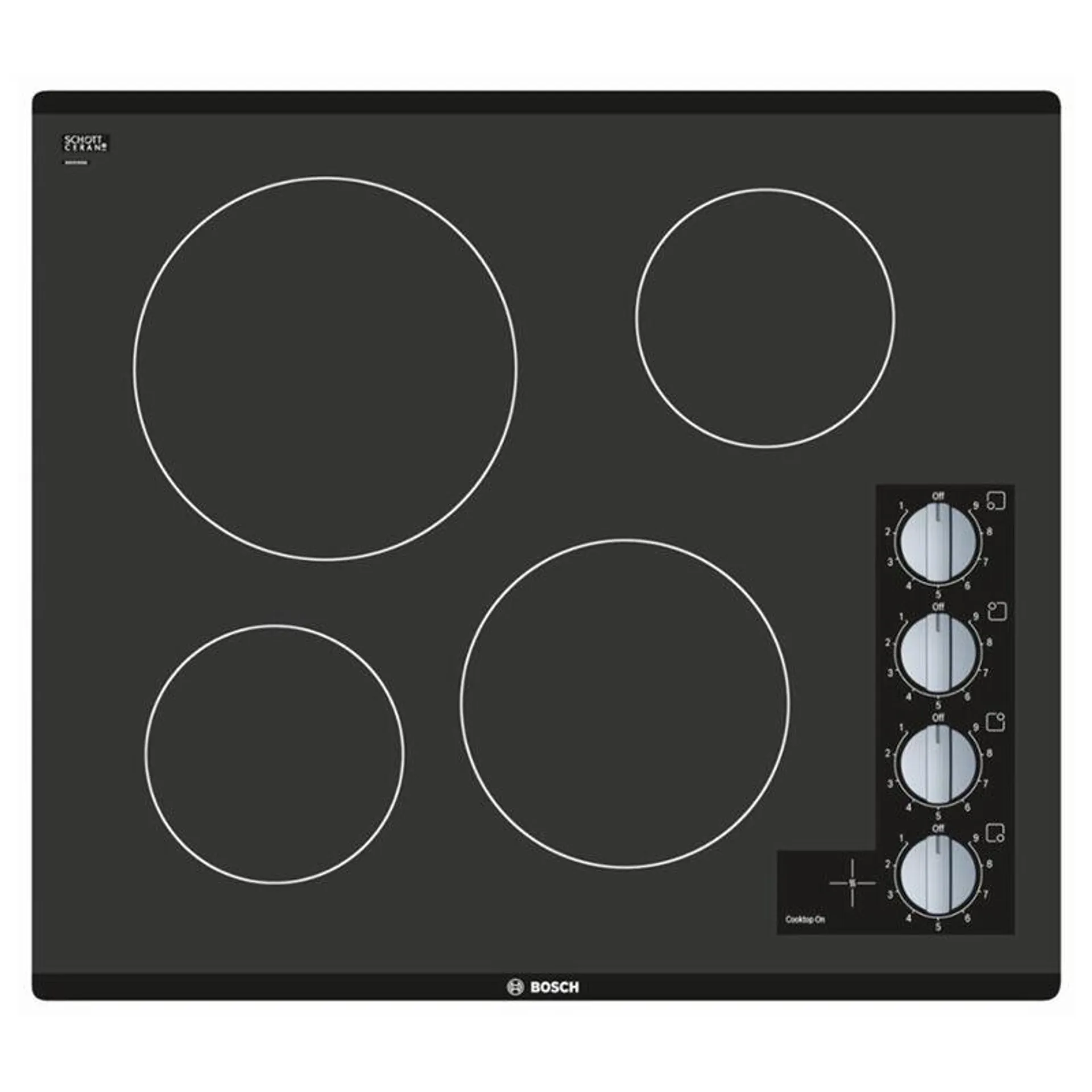Bosch 500 Series 24" Electric Cooktop with 4 Smoothtop Burners & Easy Cleaning - Black