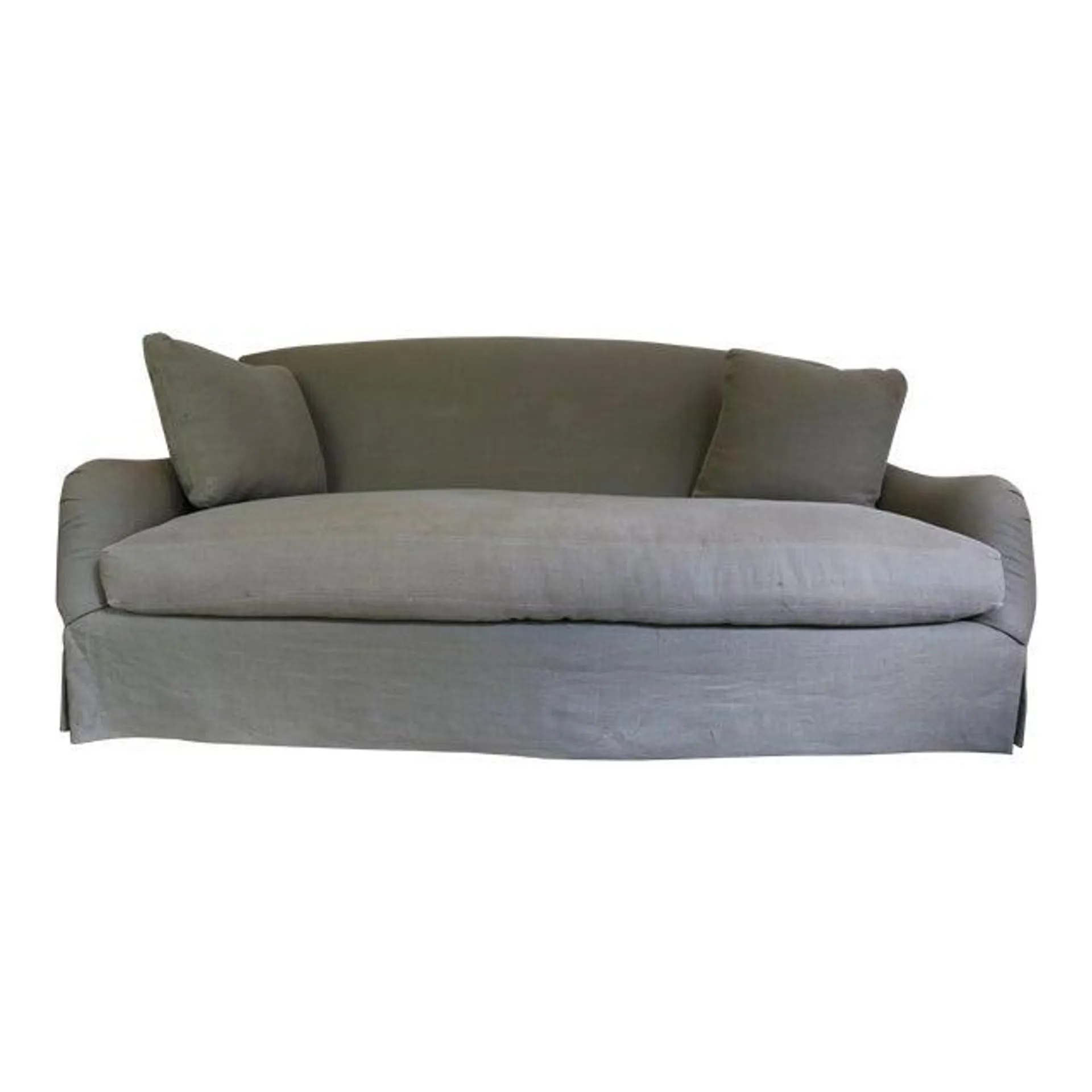 Late 20th Century Lee Industries English Arm Sofa in Olive Green Linen