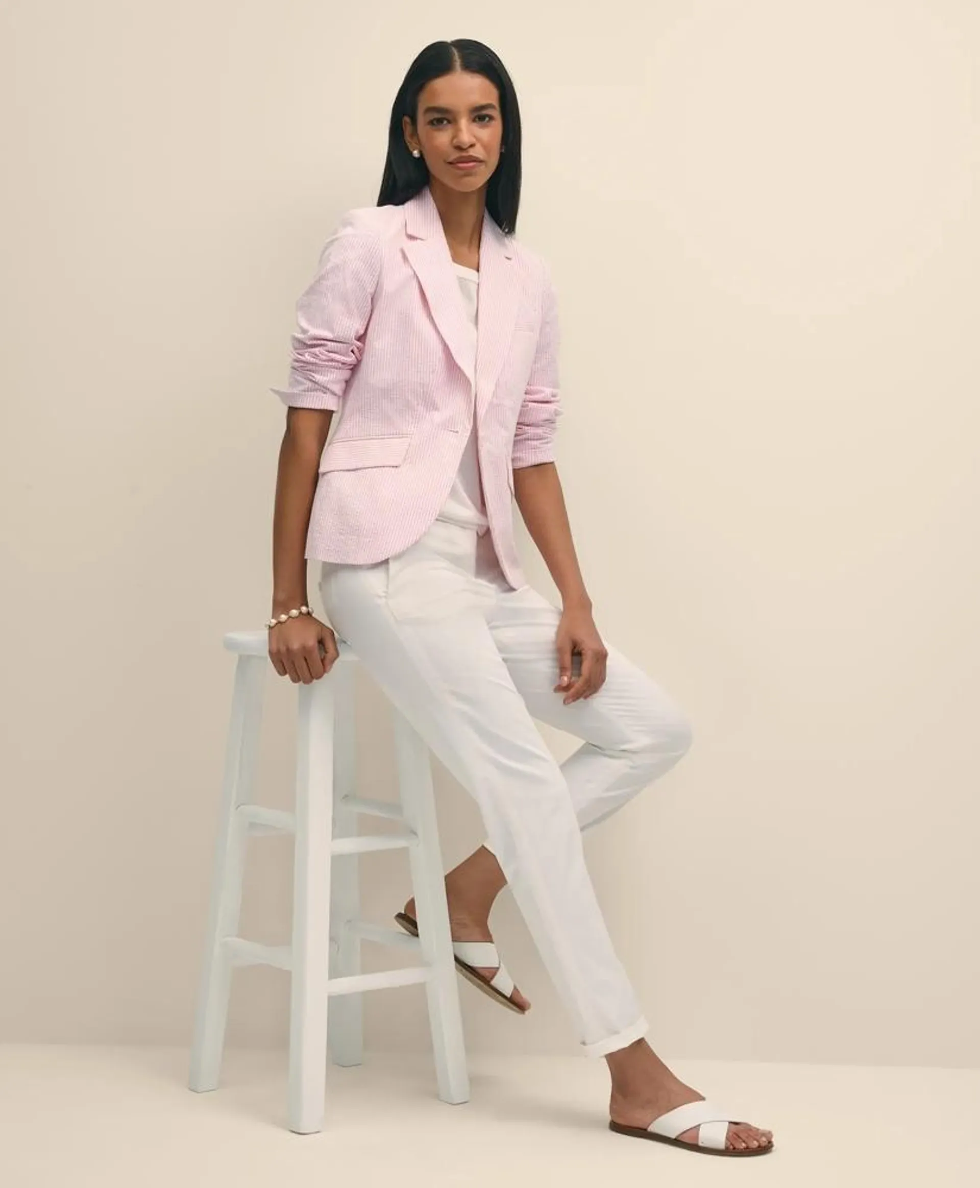 Cotton Blend Seersucker Jacket