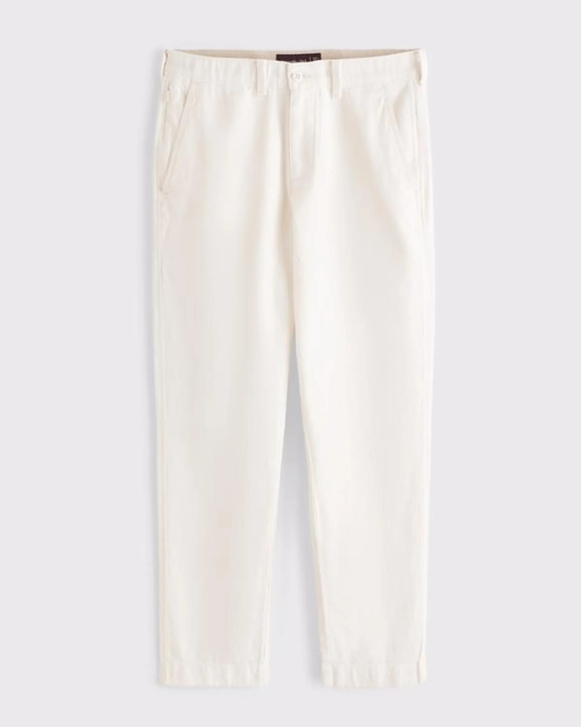 Straight Linen-Blend Fixed Waist Pant
