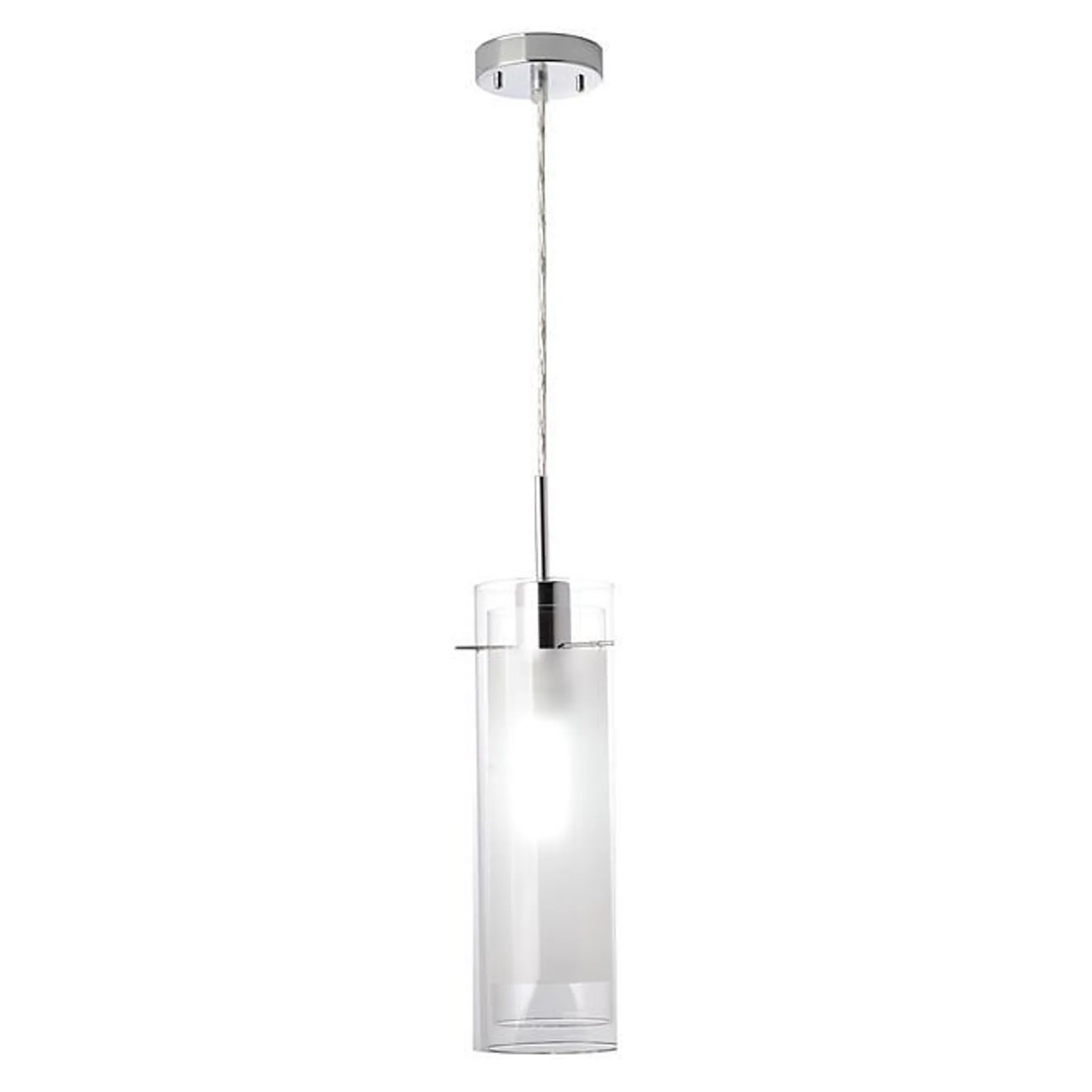 Globe Electric Sydney 1-Light Polished Chrome Glass Pendant with LED Bulb