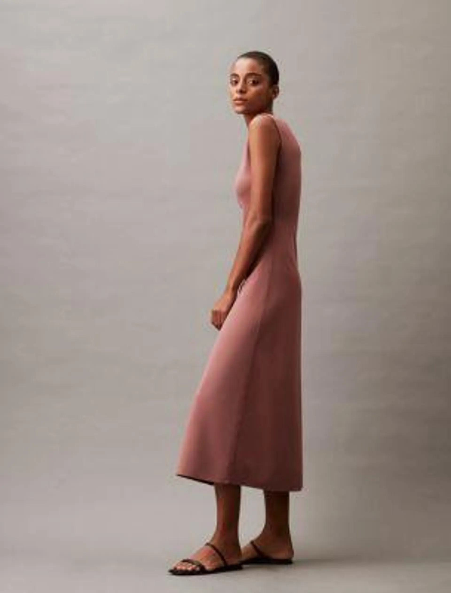 Compact Stretch Crepe Midi Dress