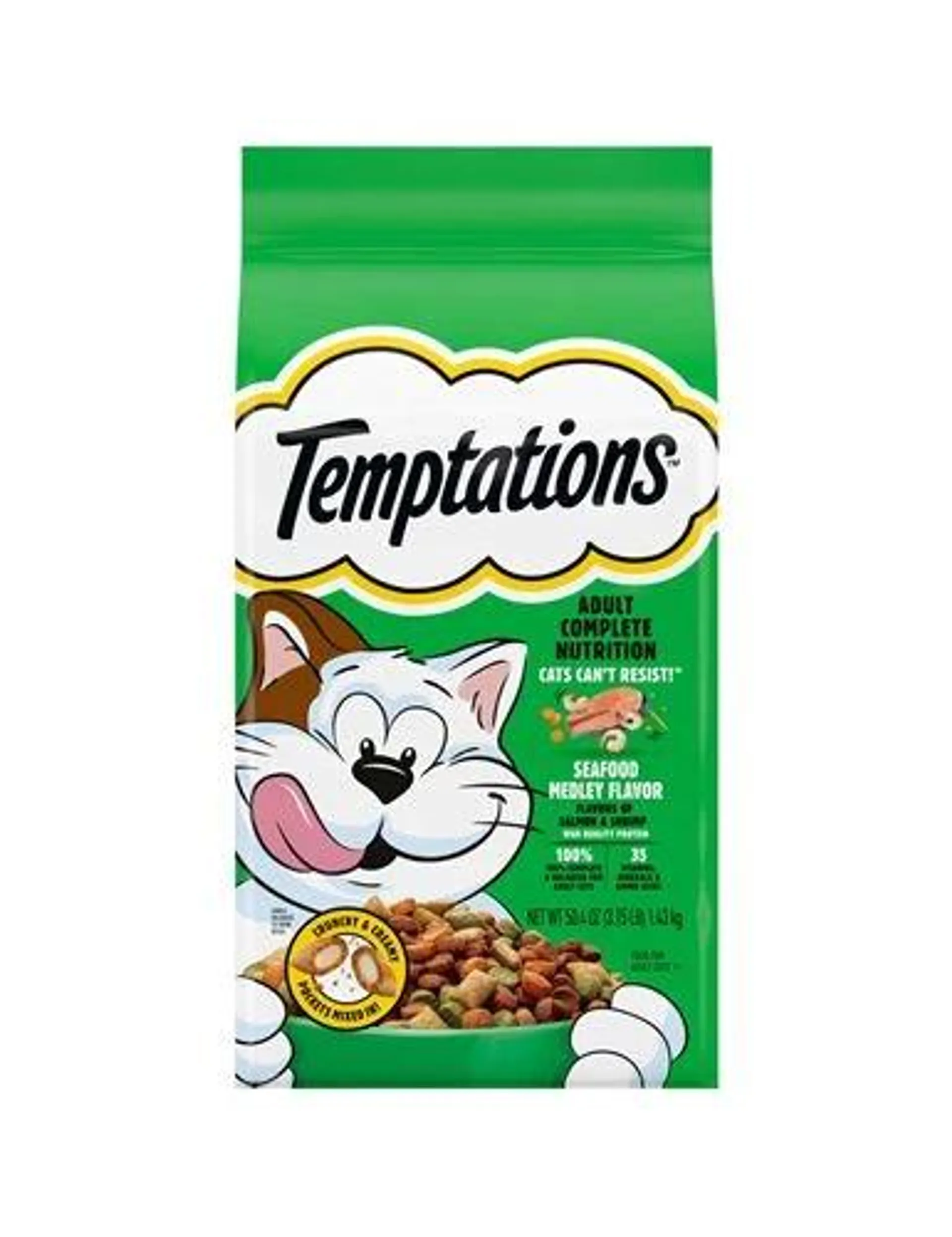 Temptations Seafood Medley Flavor Adult Dry Cat Food, 3.15 Pounds