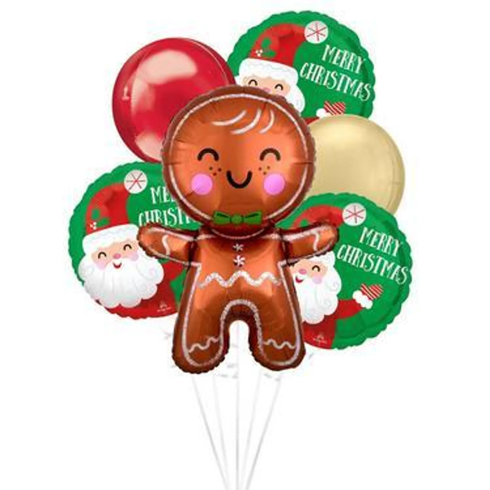 Christmas Gingerbread Balloon Bouquet, 6pc