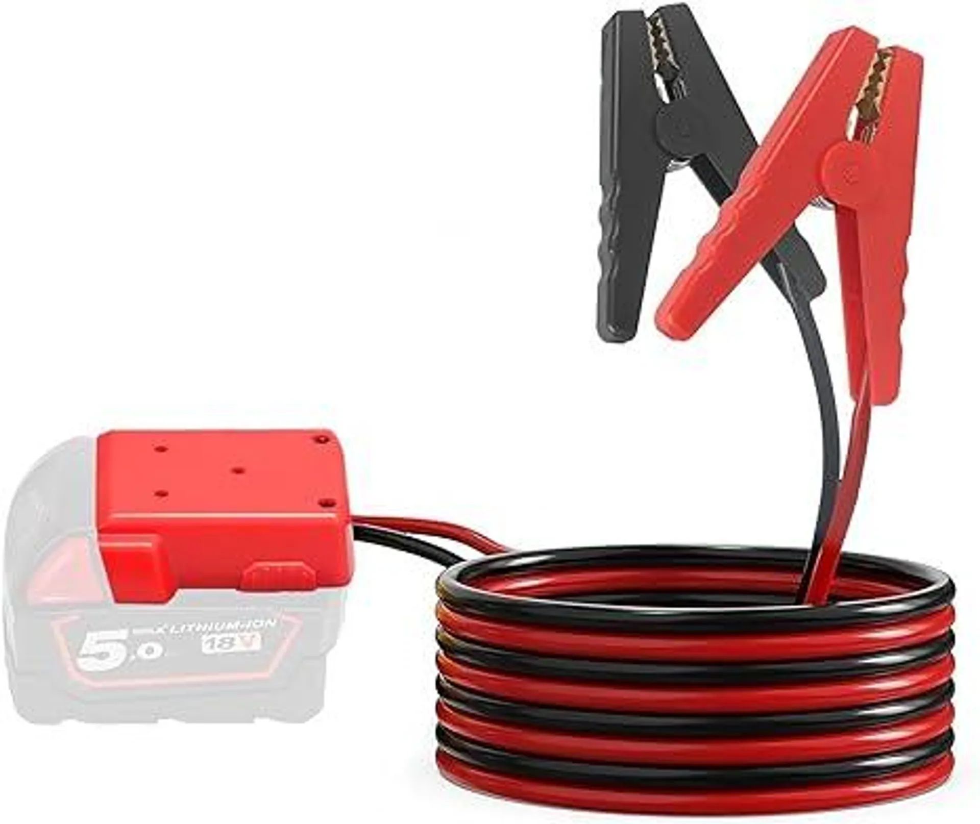 Jumper Cables with Adapter for Milwaukee M18 18V Batteries, 8AWG 6.56FT Jump Starter Auto Booster Cable for Jump Starting Car Using Tool Battery