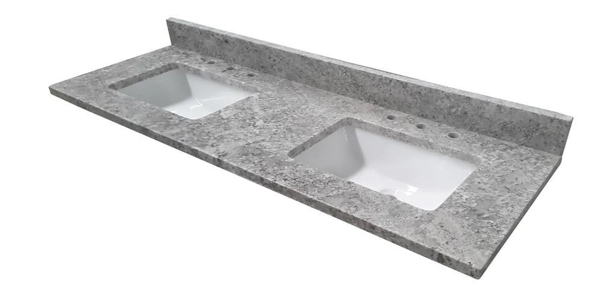 Tuscany® 61"W x 22"D Gray Forest Granite Vanity Top with Rectangular Undermount Bowls