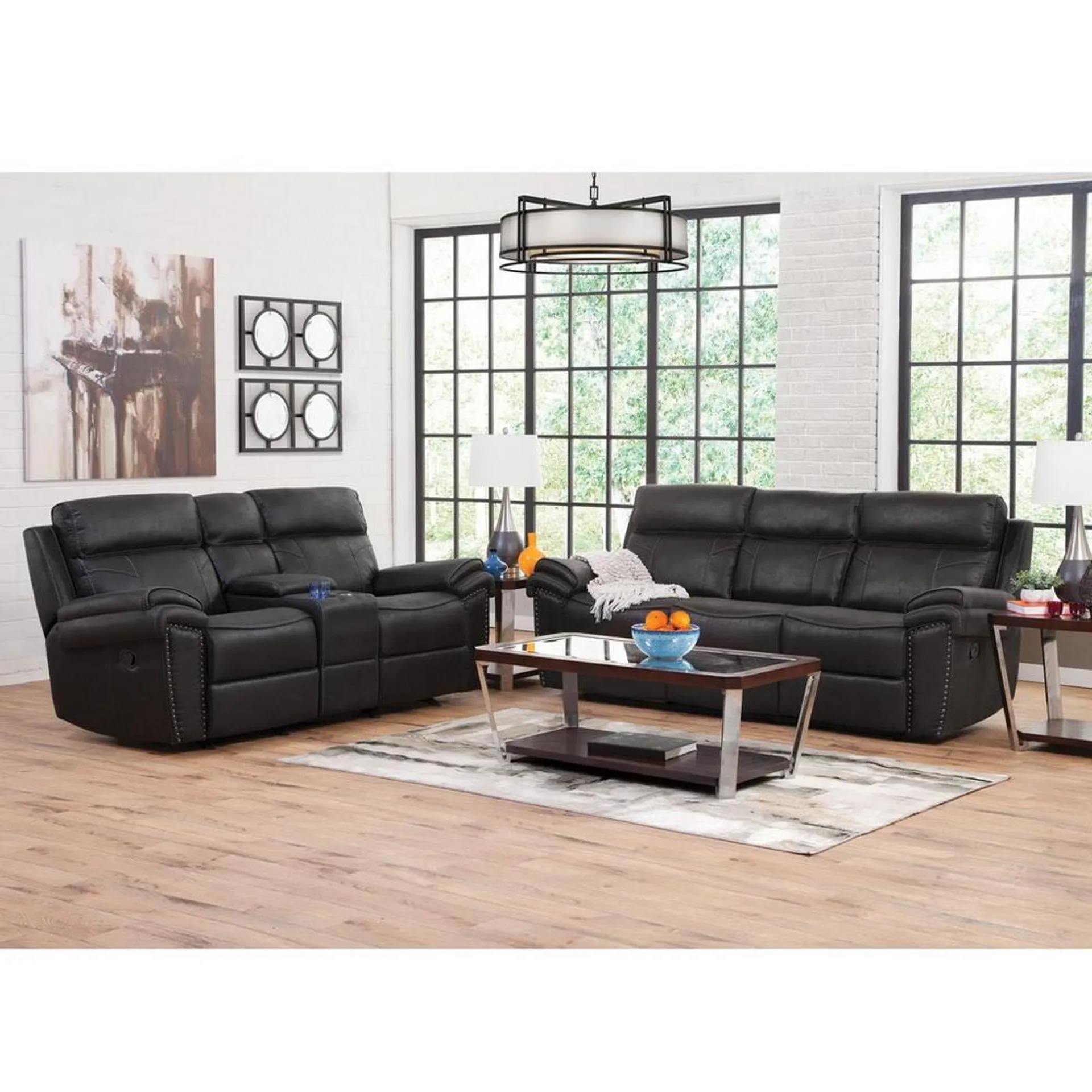 Dublin Reclining Sofa & Gliding Reclining Loveseat with Console