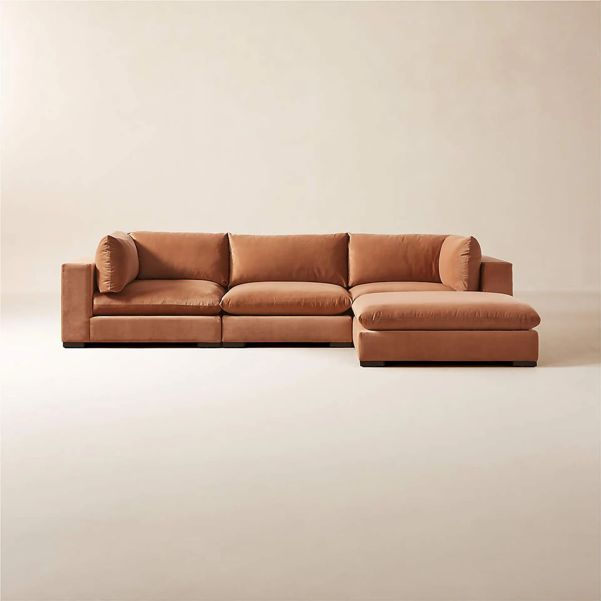 Deseo 4-Piece Modular Copper Brown Performance Velvet Sectional Sofa