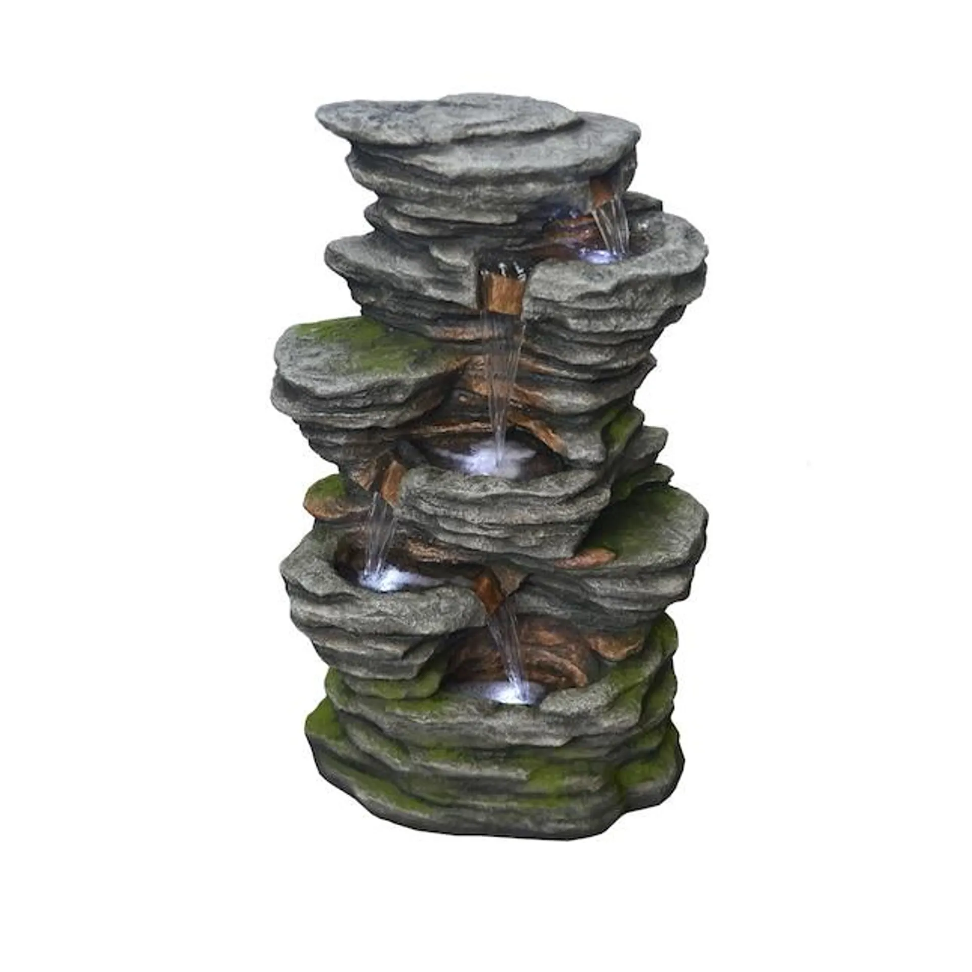 Style Selections 40.16-in H Resin Rock Waterfall Outdoor Fountain Pump Included