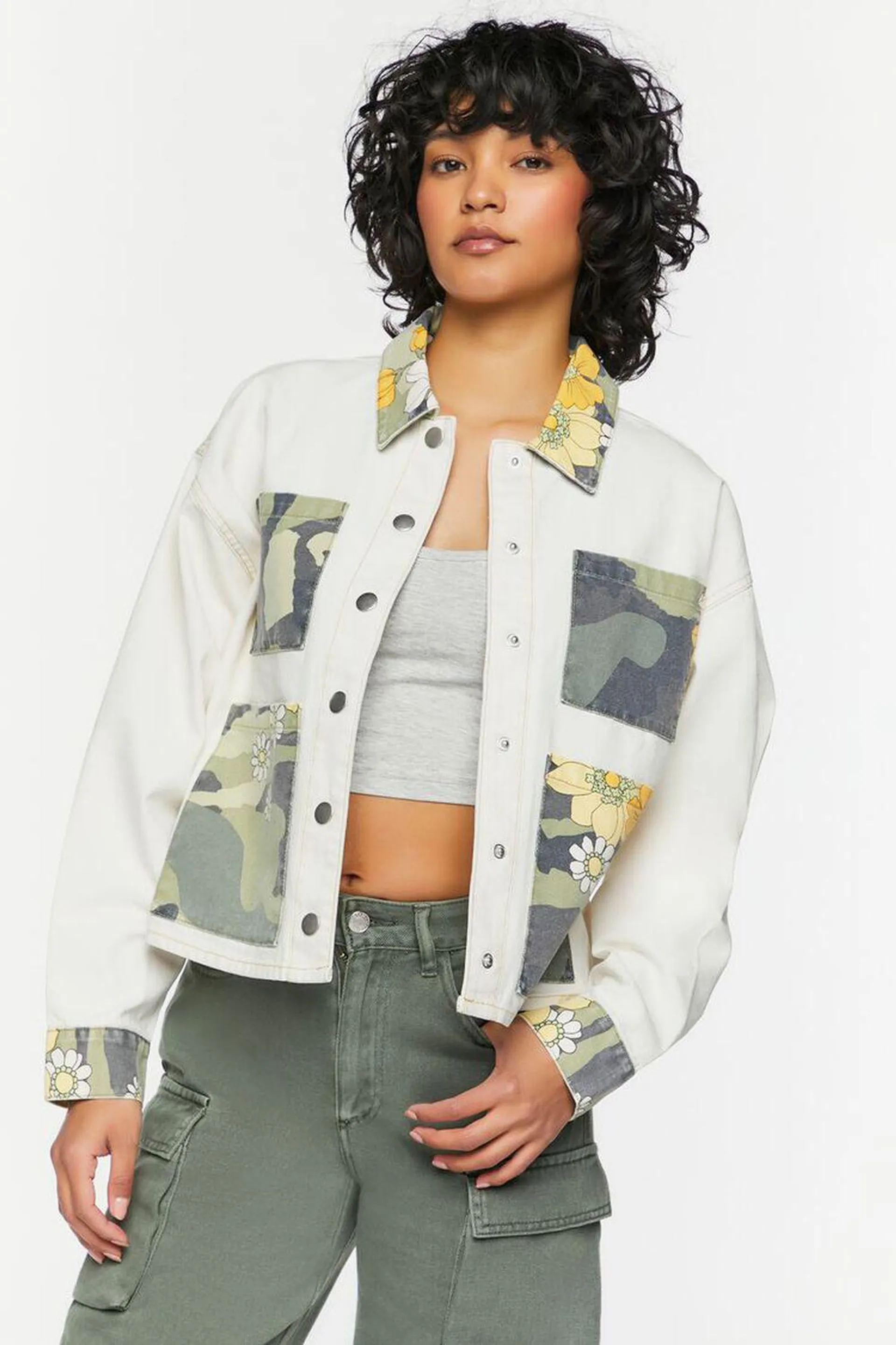 Floral Camo Colorblock Shacket