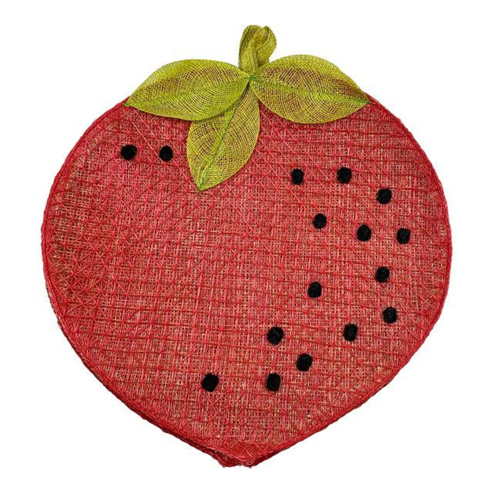 Vintage Strawberry Raffia Placemats-Set of 4