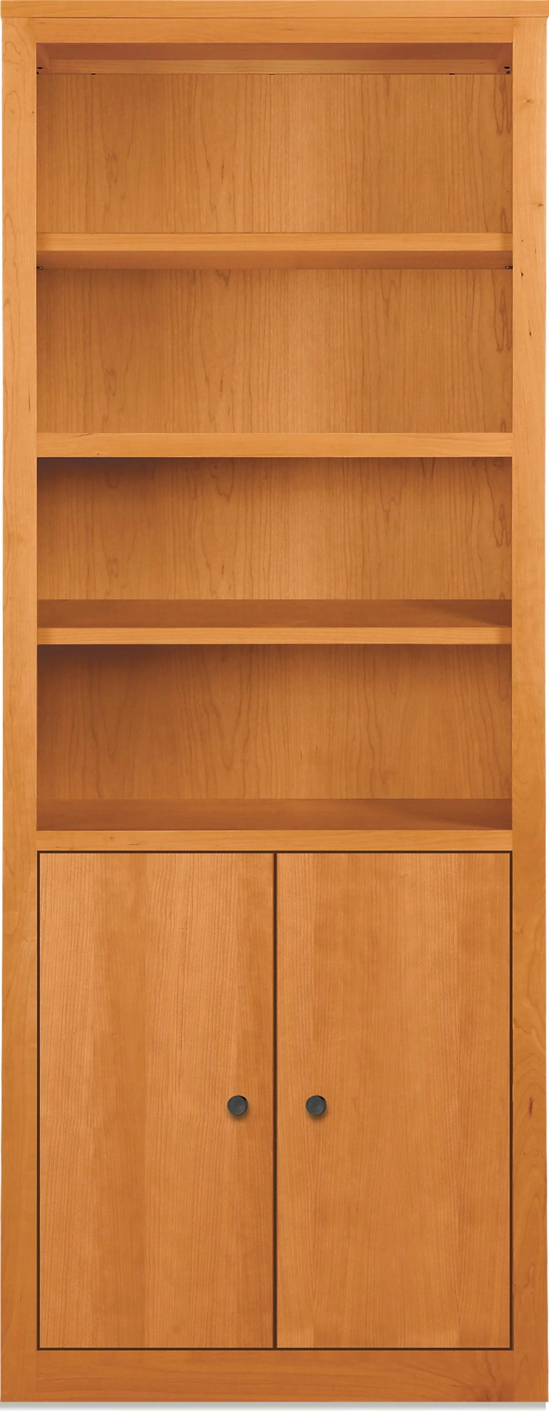 Woodwind 29w 17d 72h Bookcase with Doors in Cherry with Natural Steel