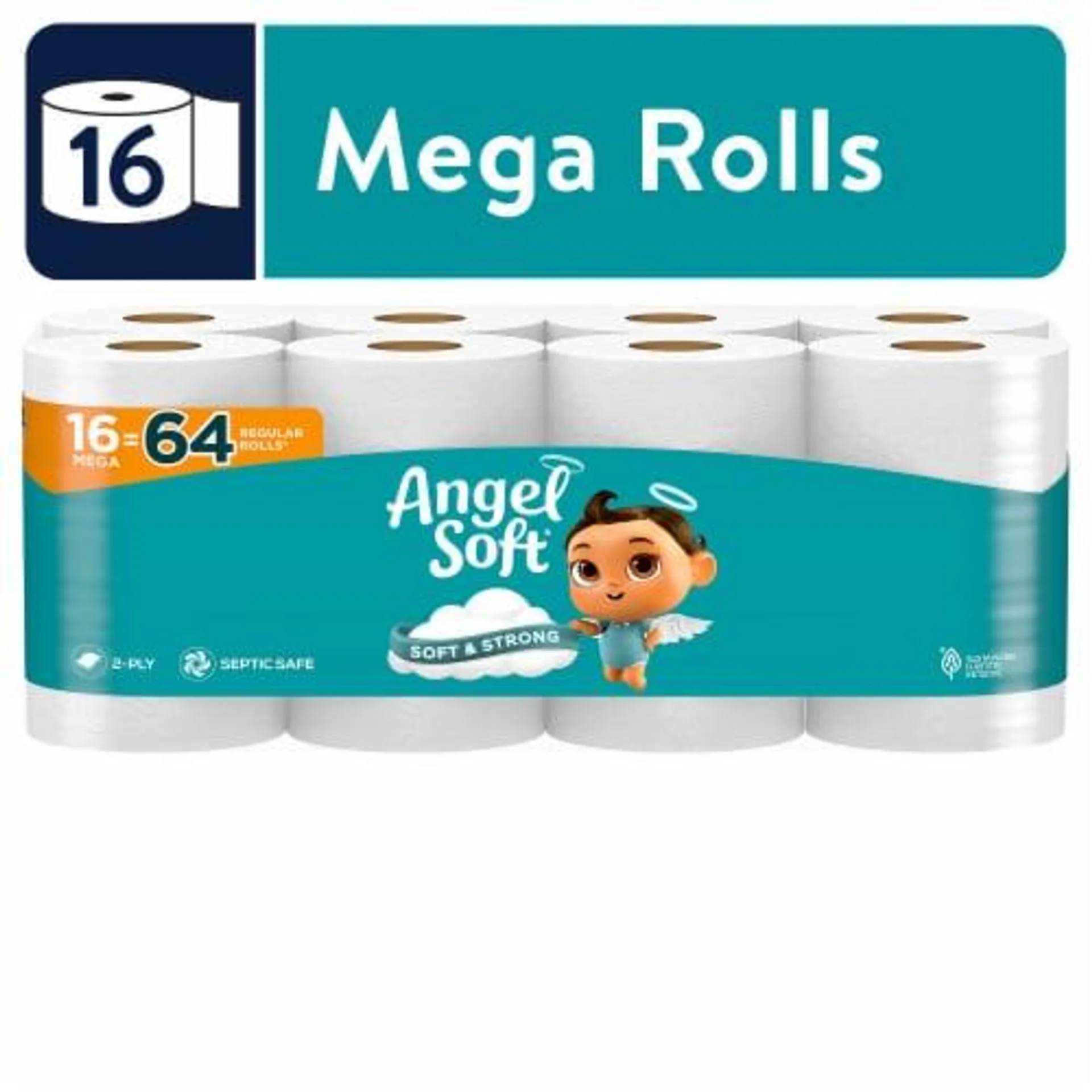 Angel Soft® Soft & Strong Toilet Paper 2-Ply Mega Rolls