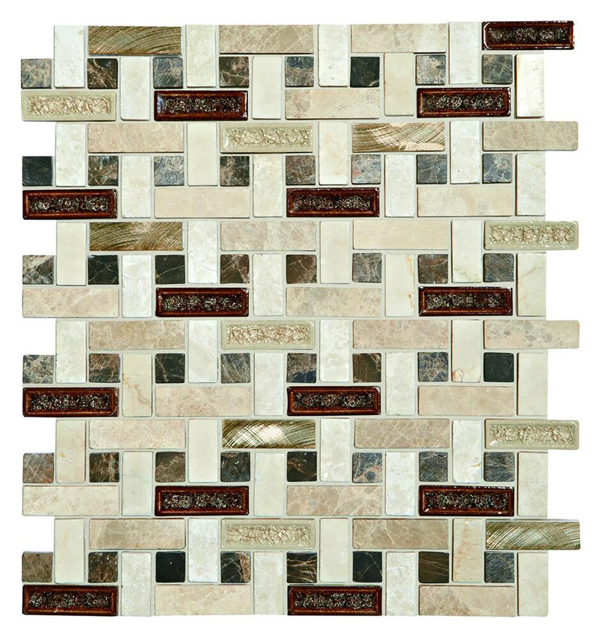 Mohawk® Phase Golden Weave 12 x 12 Glass and Stone Mosaic Tile