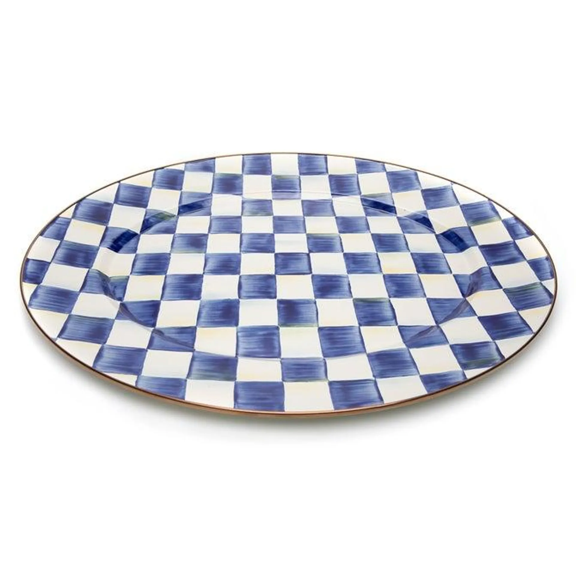 Check Enamel Oval Platter
