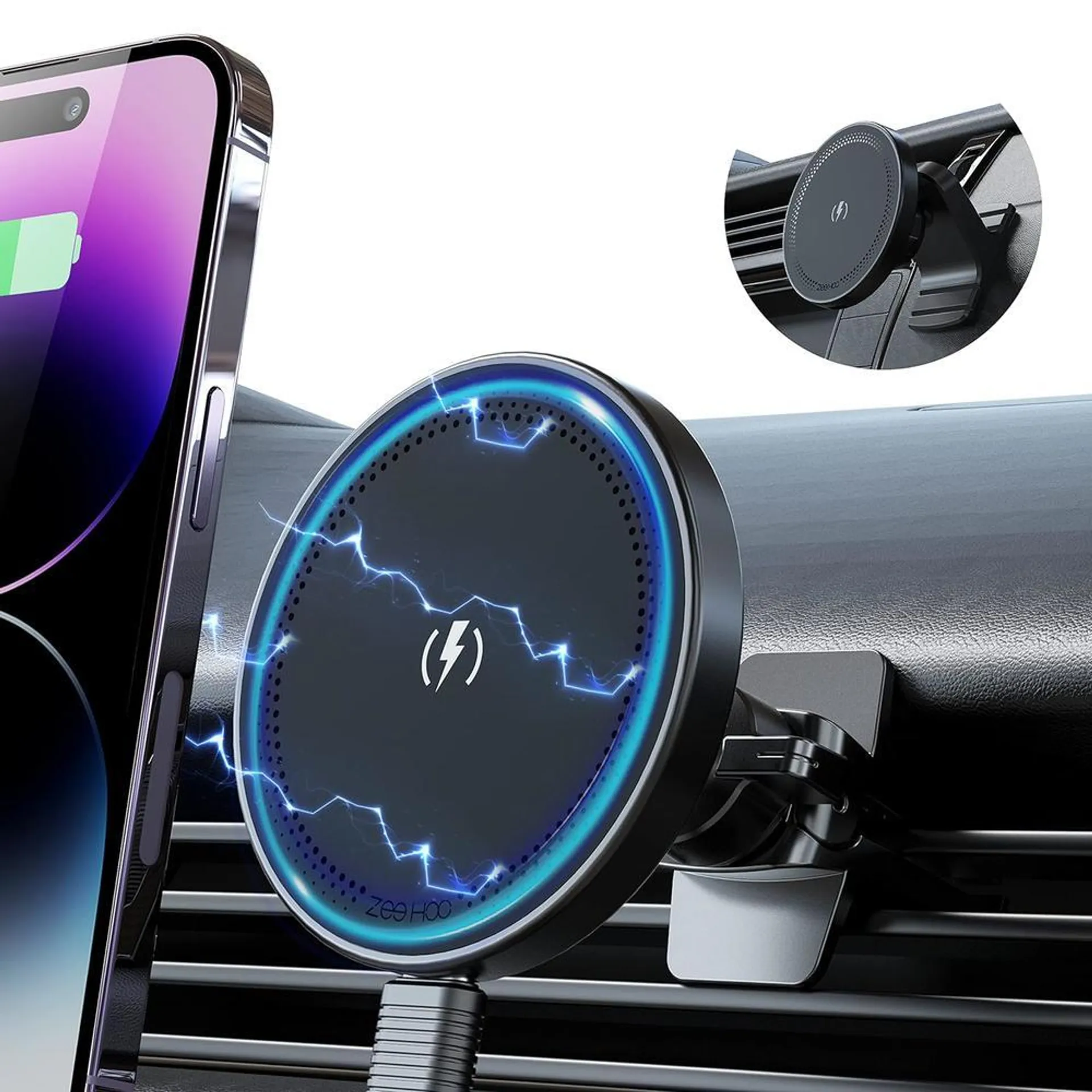 Great Choice Products Strongest Magnet Power Magnetic Wireless Car Charger Mount,Mag-Safe Car Charger Dashboard & Air Vent Phone Mount Compatibl…